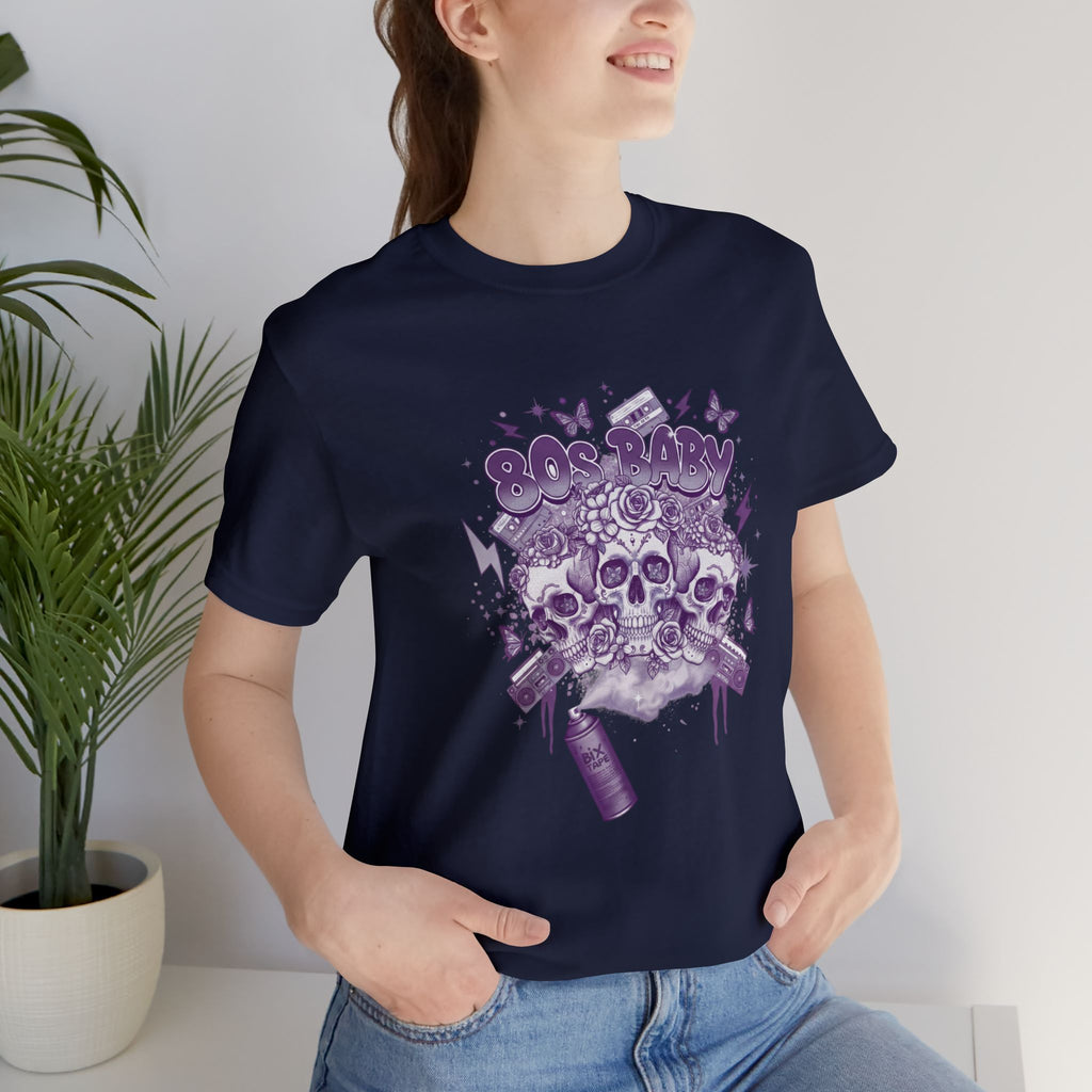 80s Baby Graphic Tee — Deep Purple & Silver