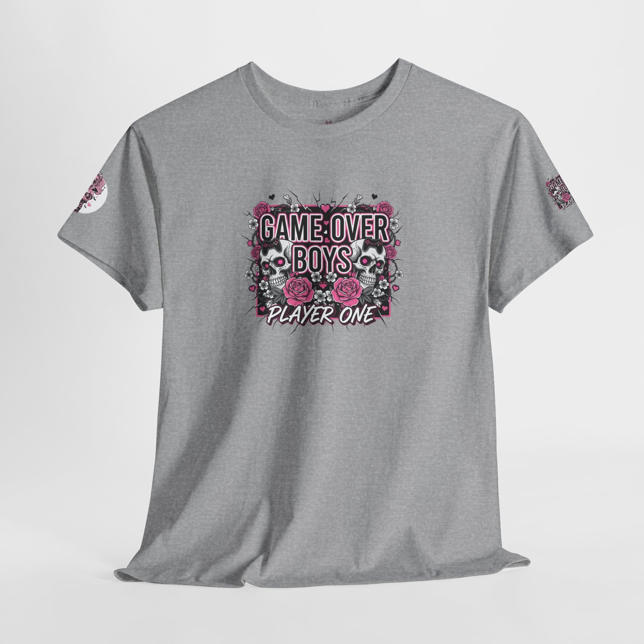 Game Over Boys Tee — 'Player One' Cute Pink Gamer Angel Graphic T-Shirt