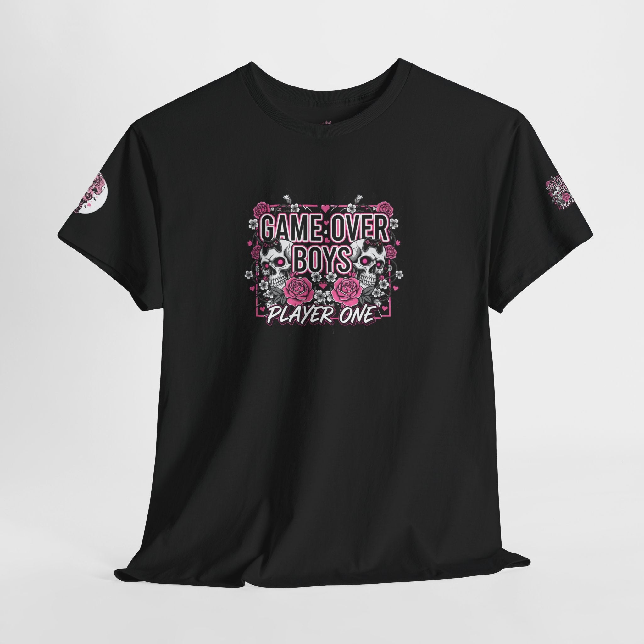 Game Over Boys Tee — 'Player One' Cute Pink Gamer Angel Graphic T-Shirt
