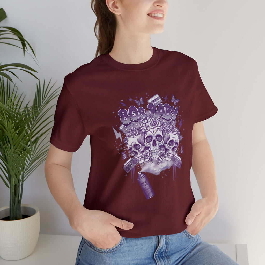 80s Baby Graphic Tee — Deep Purple & Silver
