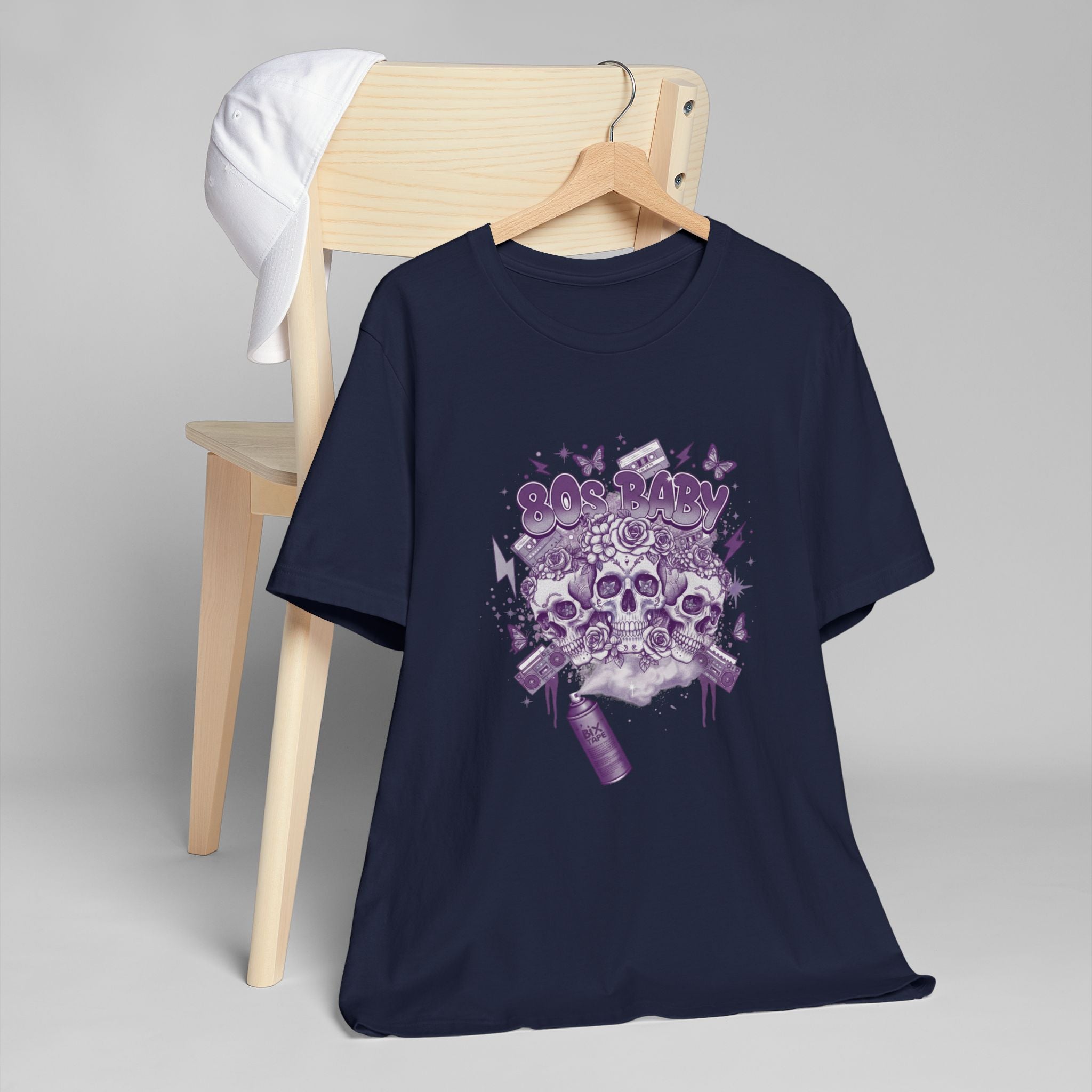 80s Baby Graphic Tee — Deep Purple & Silver