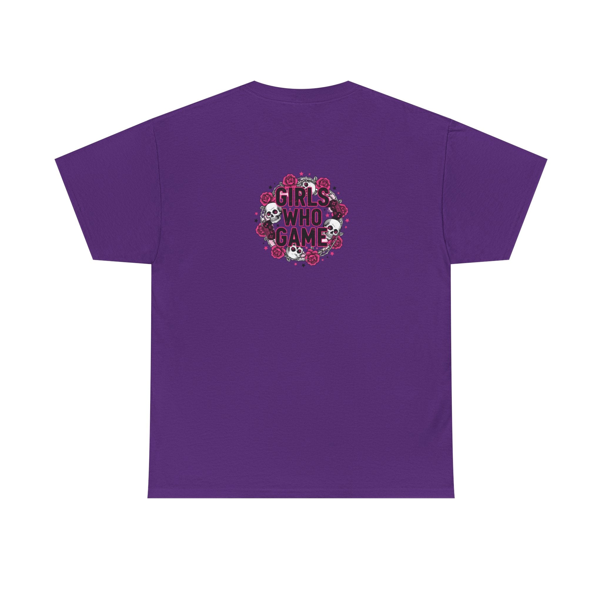 Girls Who Game Skull & Pink Roses Headset Graphic T-Shirt