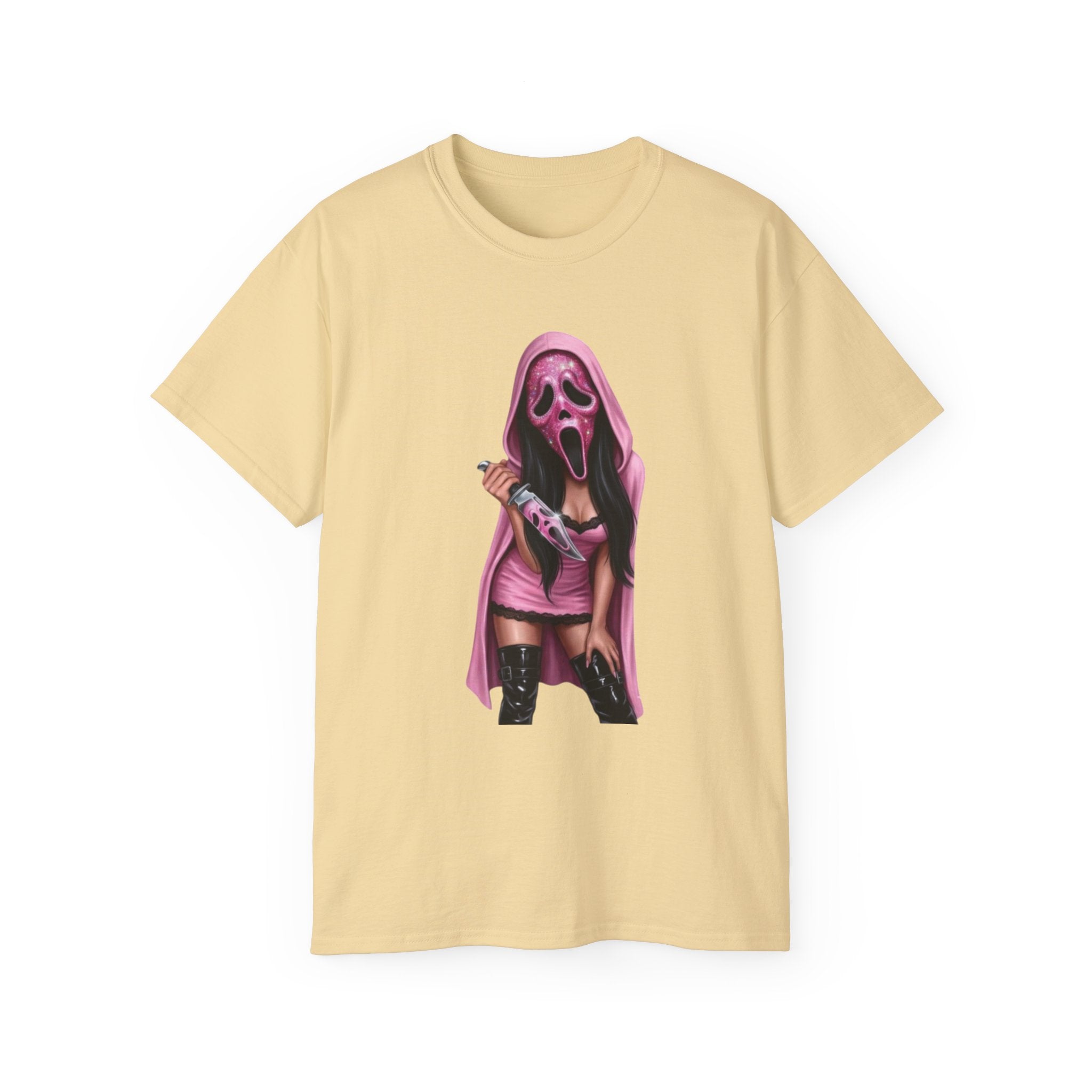 Scream Girl Pink Mask Tee – Horror T-Shirt