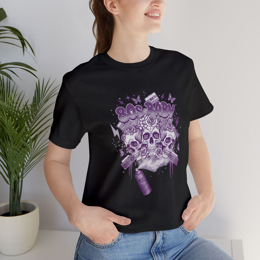 80s Baby Graphic Tee — Deep Purple & Silver