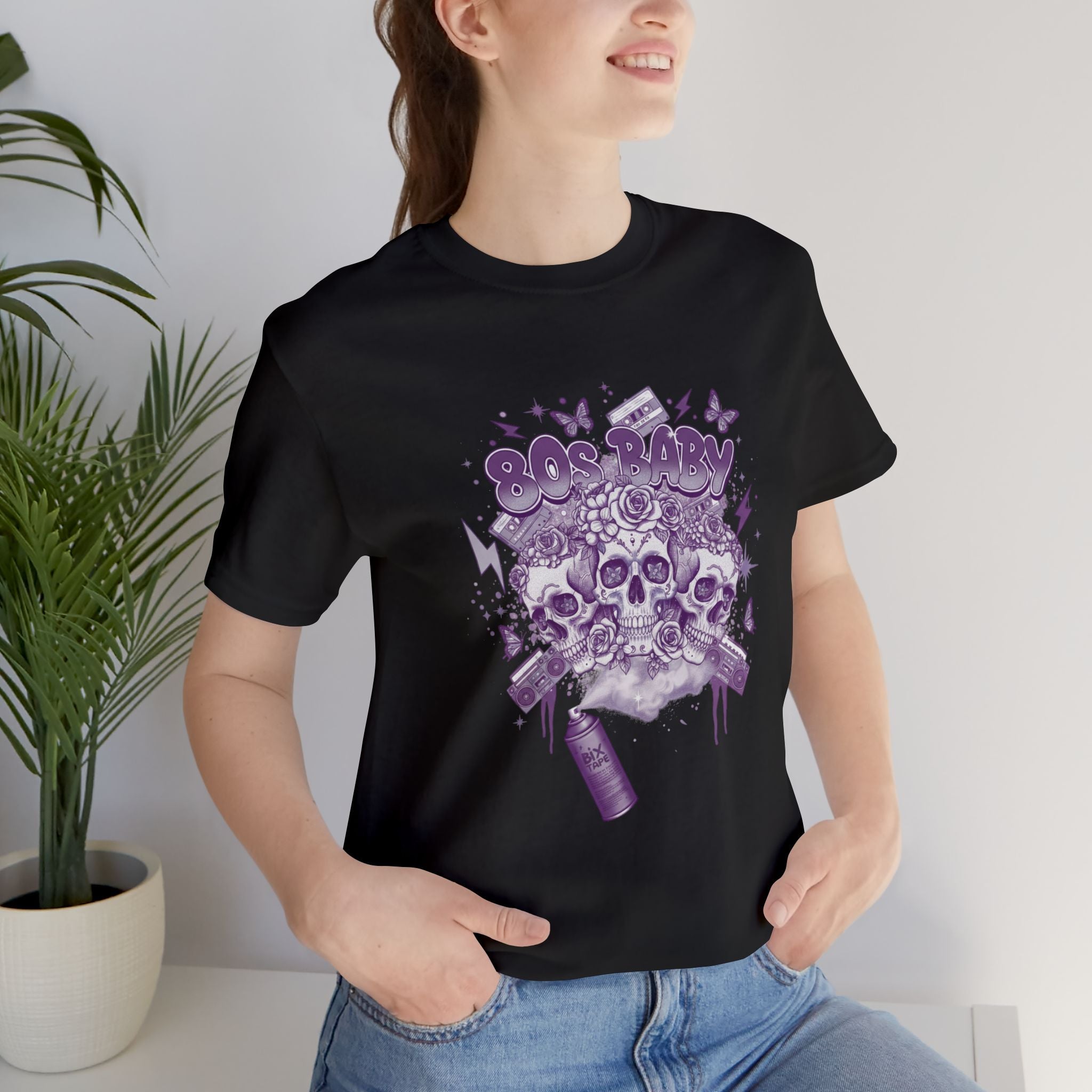 80s Baby Graphic Tee — Deep Purple & Silver