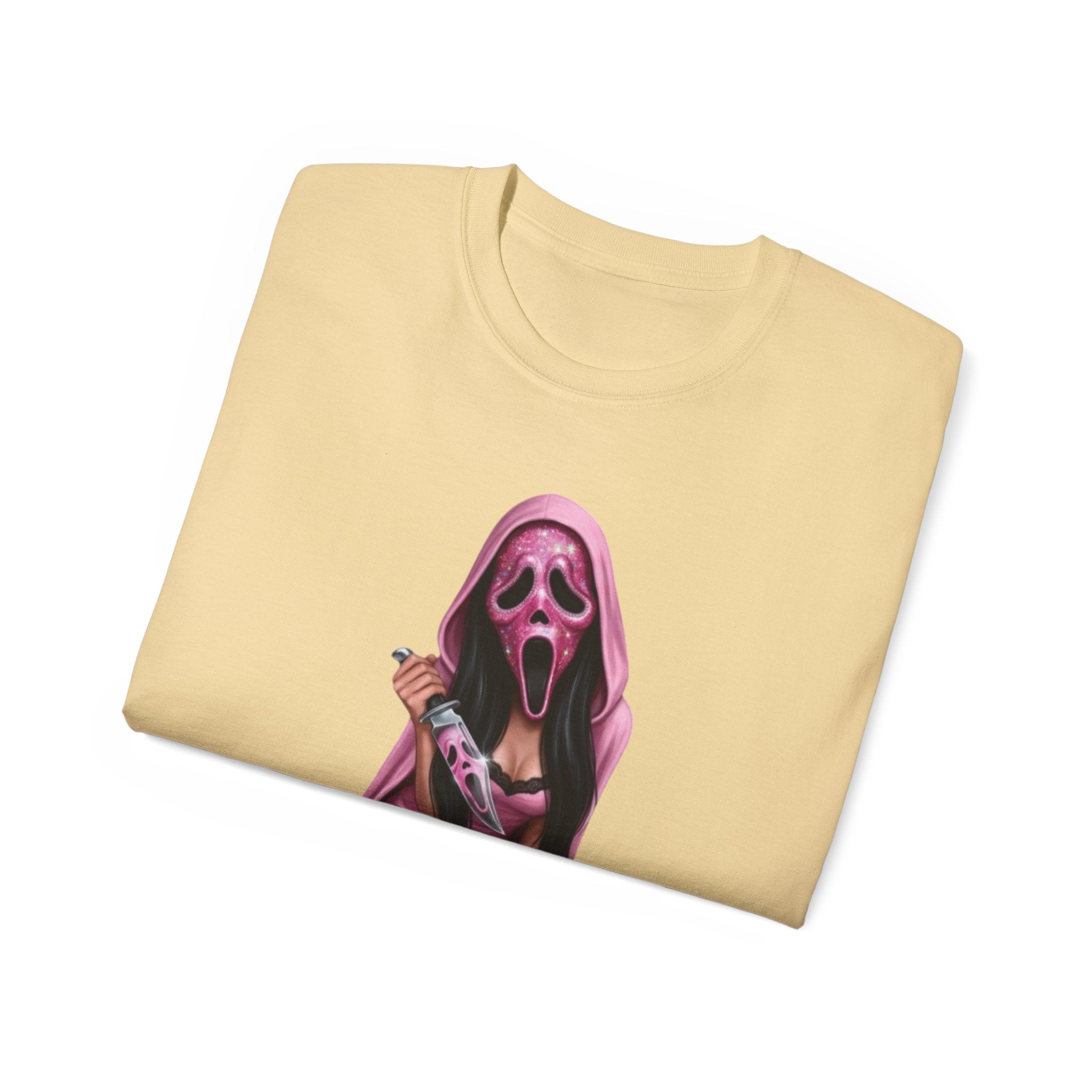 Scream Girl Pink Mask Tee – Horror T-Shirt