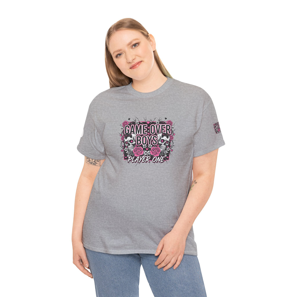 Game Over Boys Tee — 'Player One' Cute Pink Gamer Angel Graphic T-Shirt