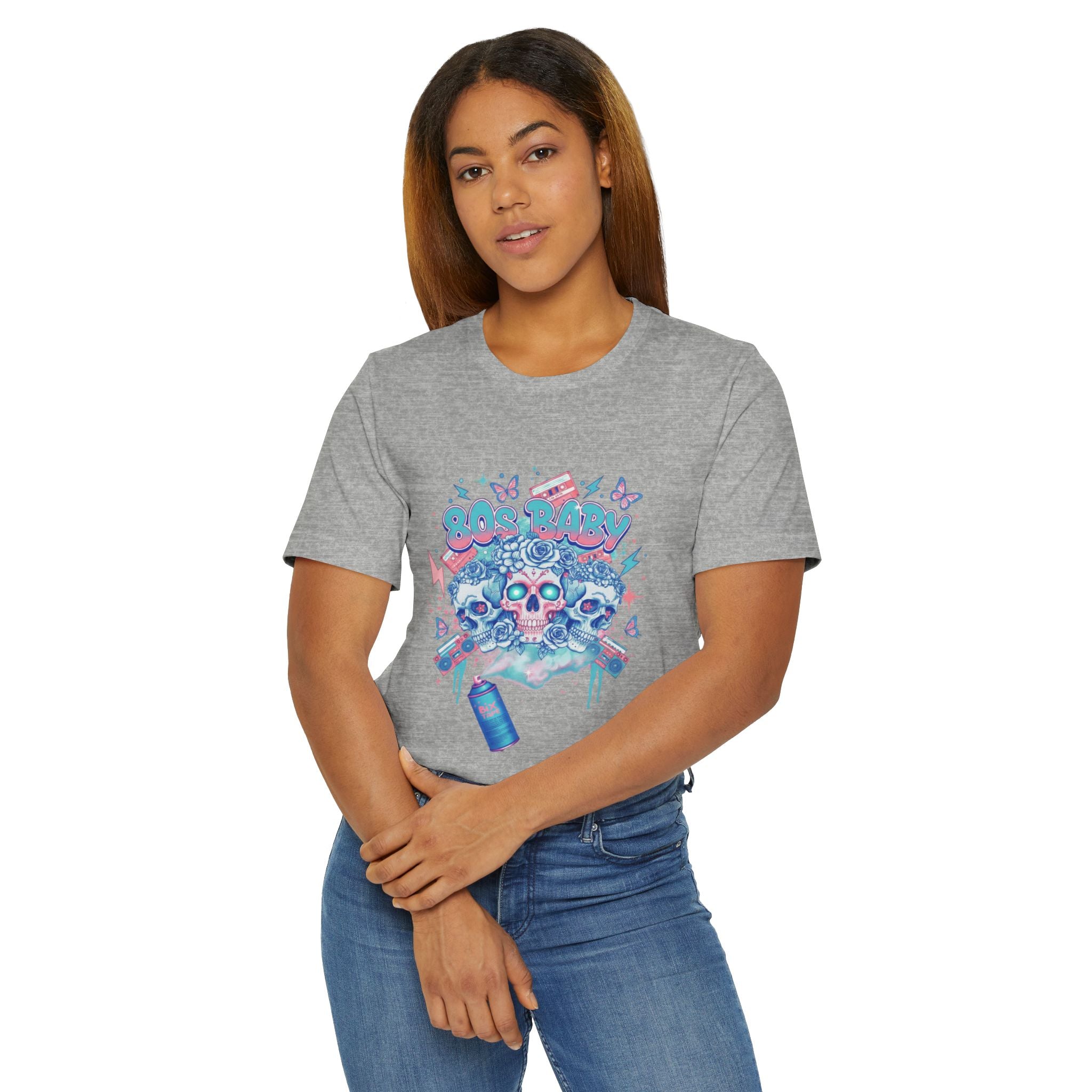 80s Baby Graphic Tee — Electric Blue & Neon Pink