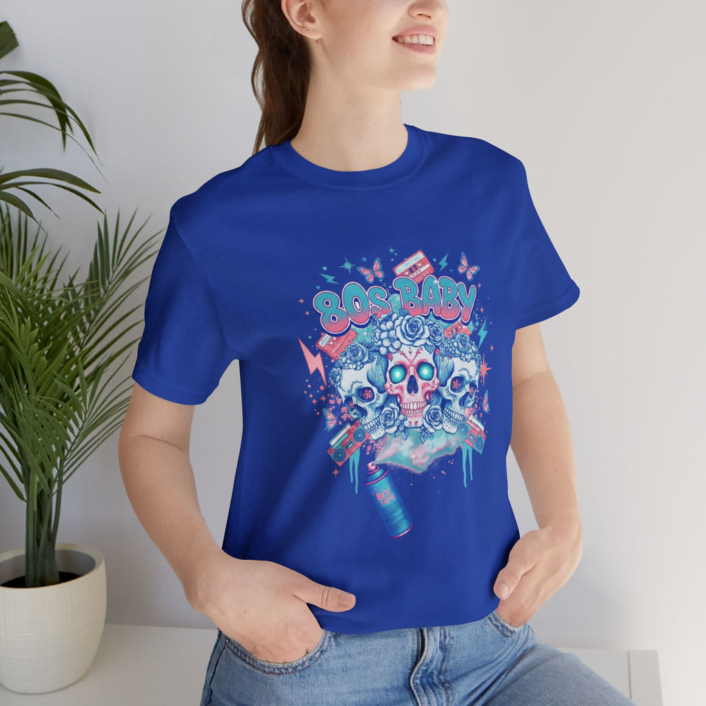 80s Baby Graphic Tee — Electric Blue & Neon Pink