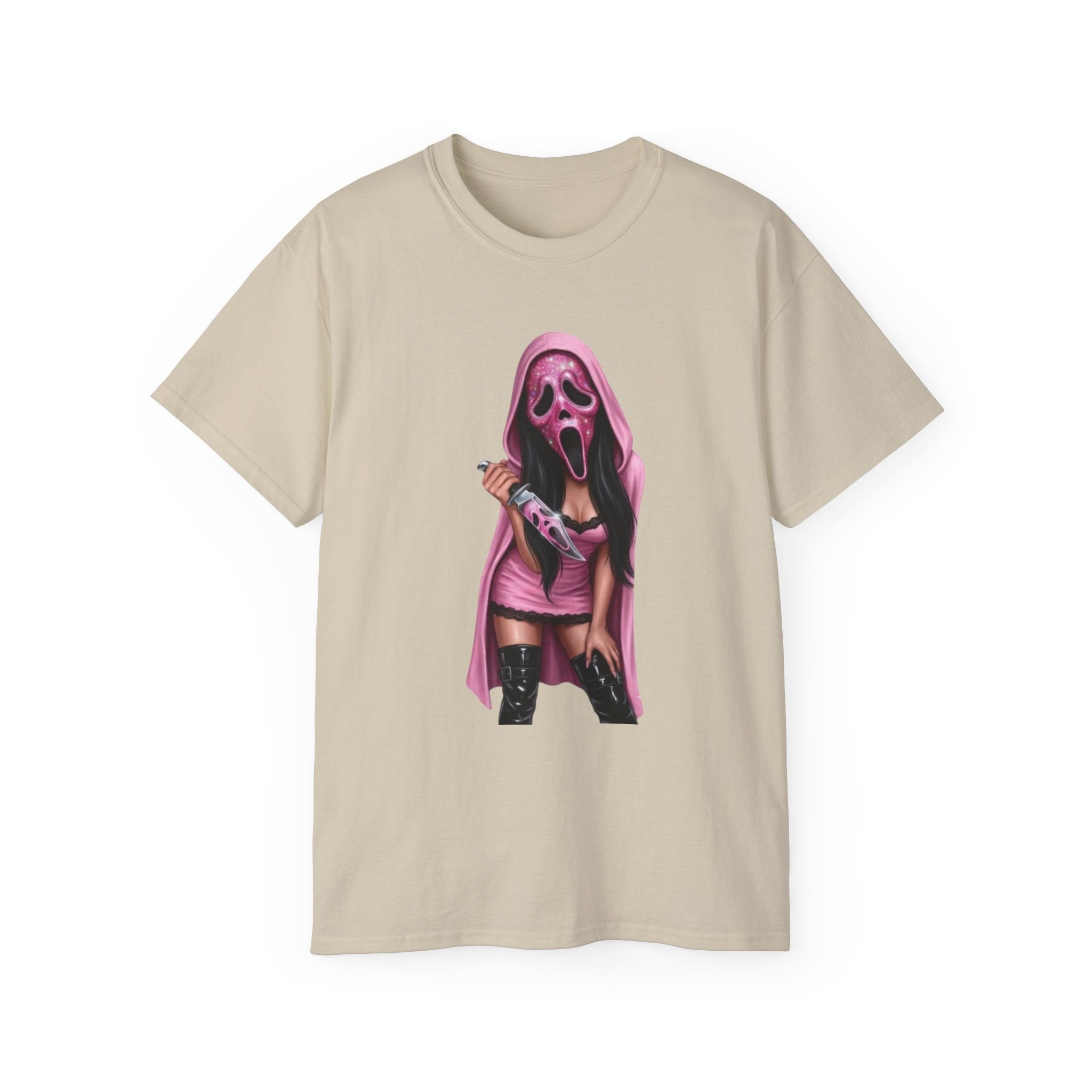 Scream Girl Pink Mask Tee – Horror T-Shirt
