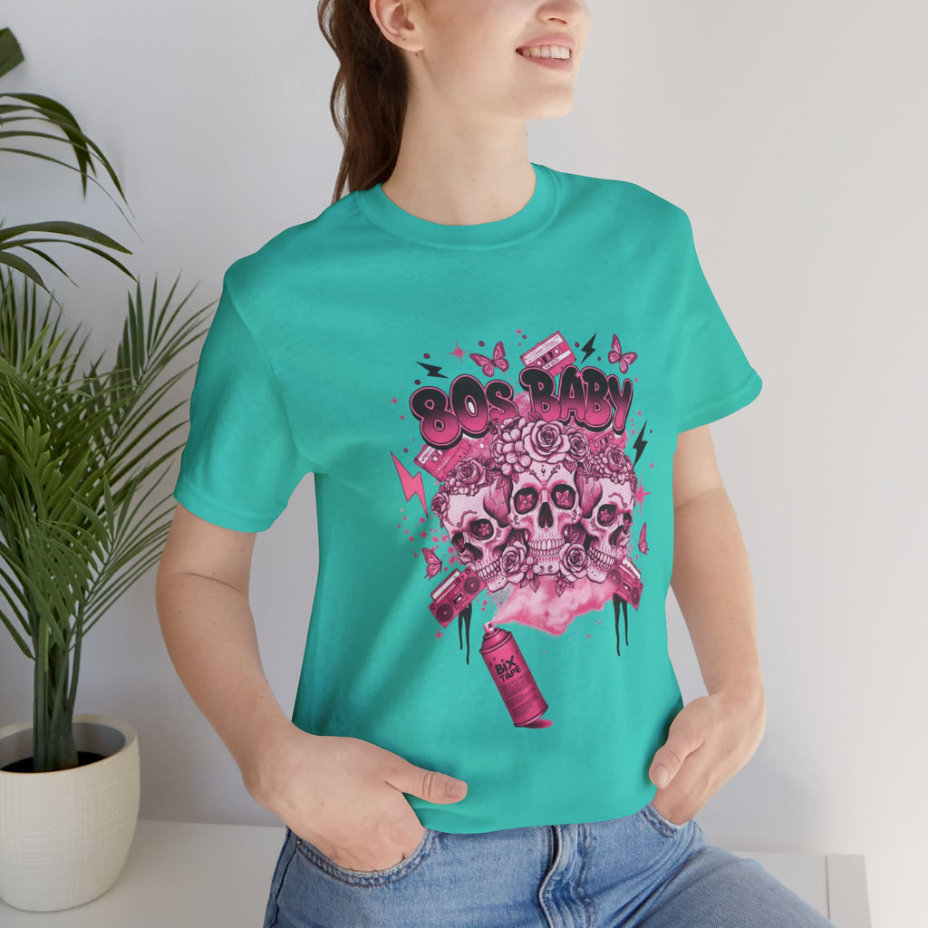 80s Baby Graphic Tee — Hot Pink & Black