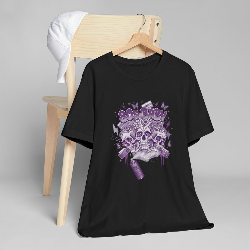 80s Baby Graphic Tee — Deep Purple & Silver