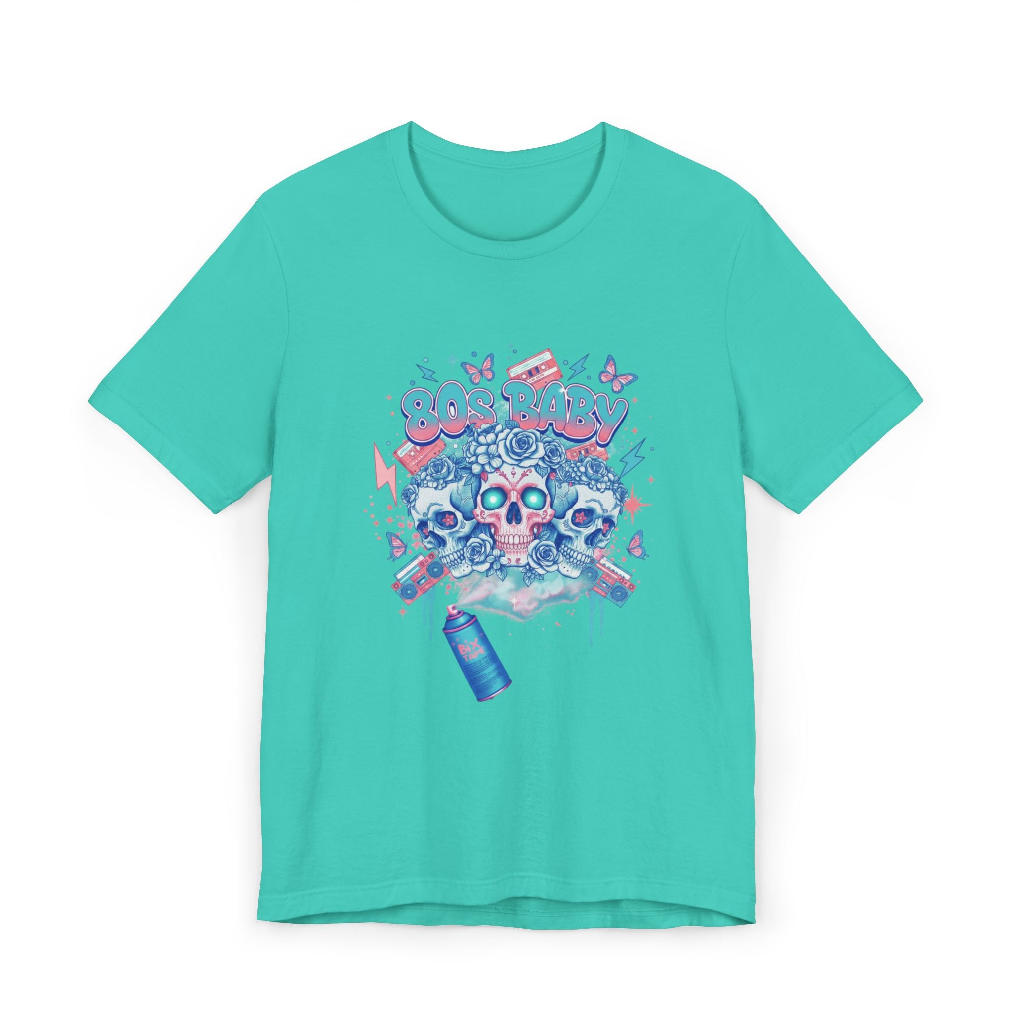 80s Baby Graphic Tee — Electric Blue & Neon Pink
