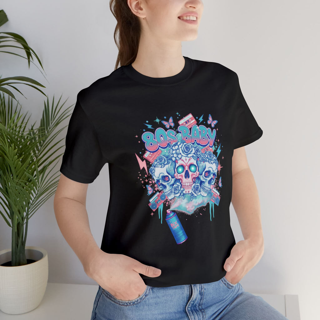 80s Baby Graphic Tee — Electric Blue & Neon Pink