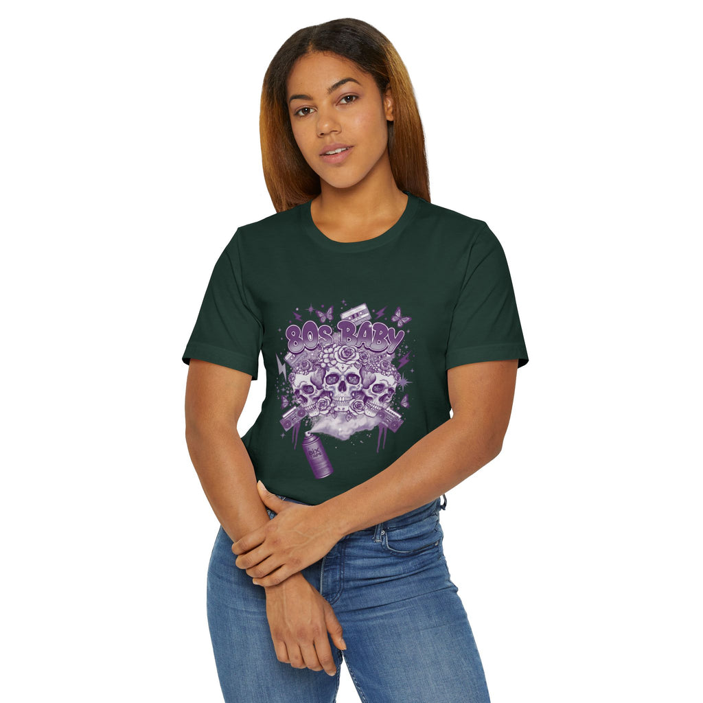 80s Baby Graphic Tee — Deep Purple & Silver