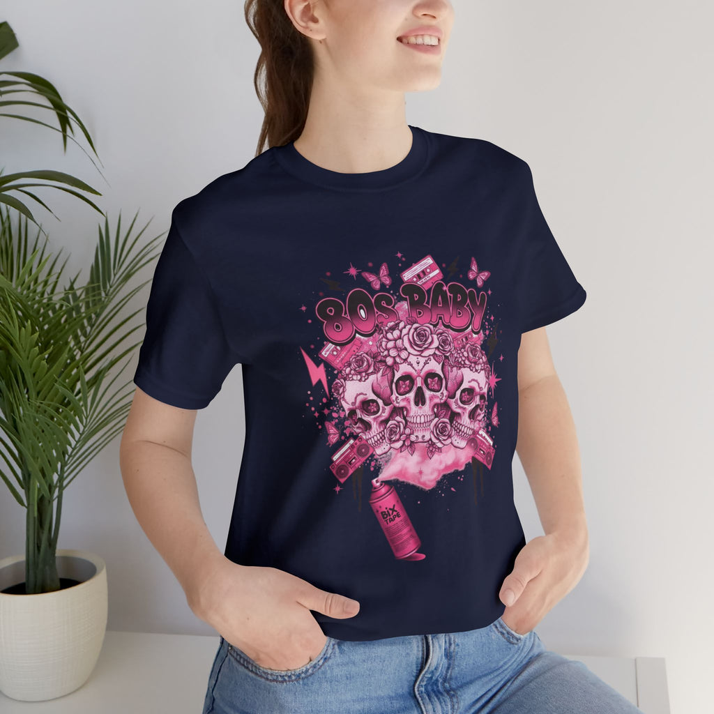 80s Baby Graphic Tee — Hot Pink & Black