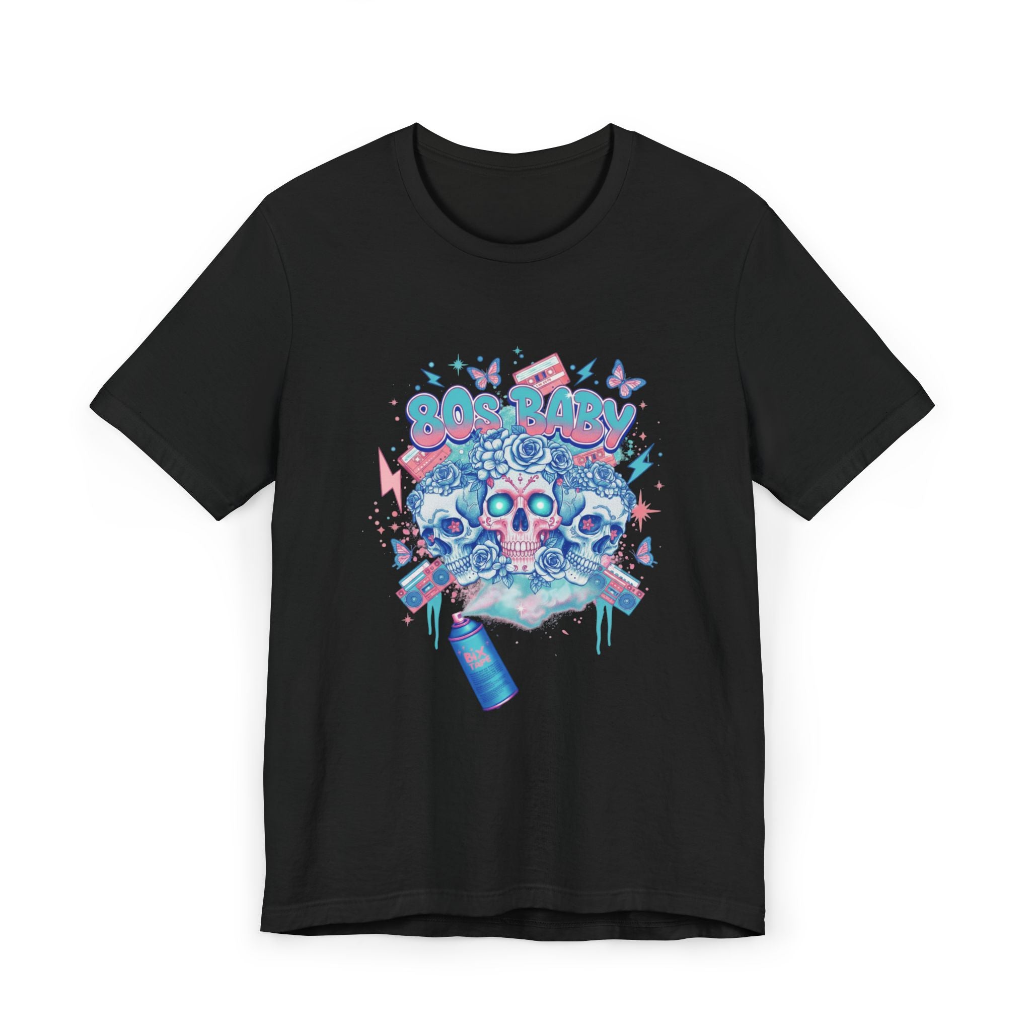 80s Baby Graphic Tee — Electric Blue & Neon Pink