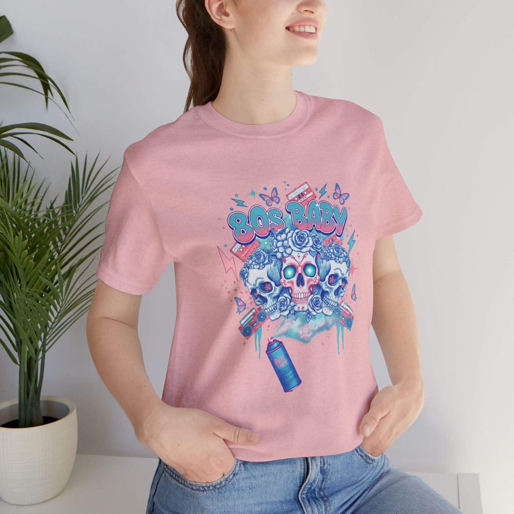 80s Baby Graphic Tee — Electric Blue & Neon Pink