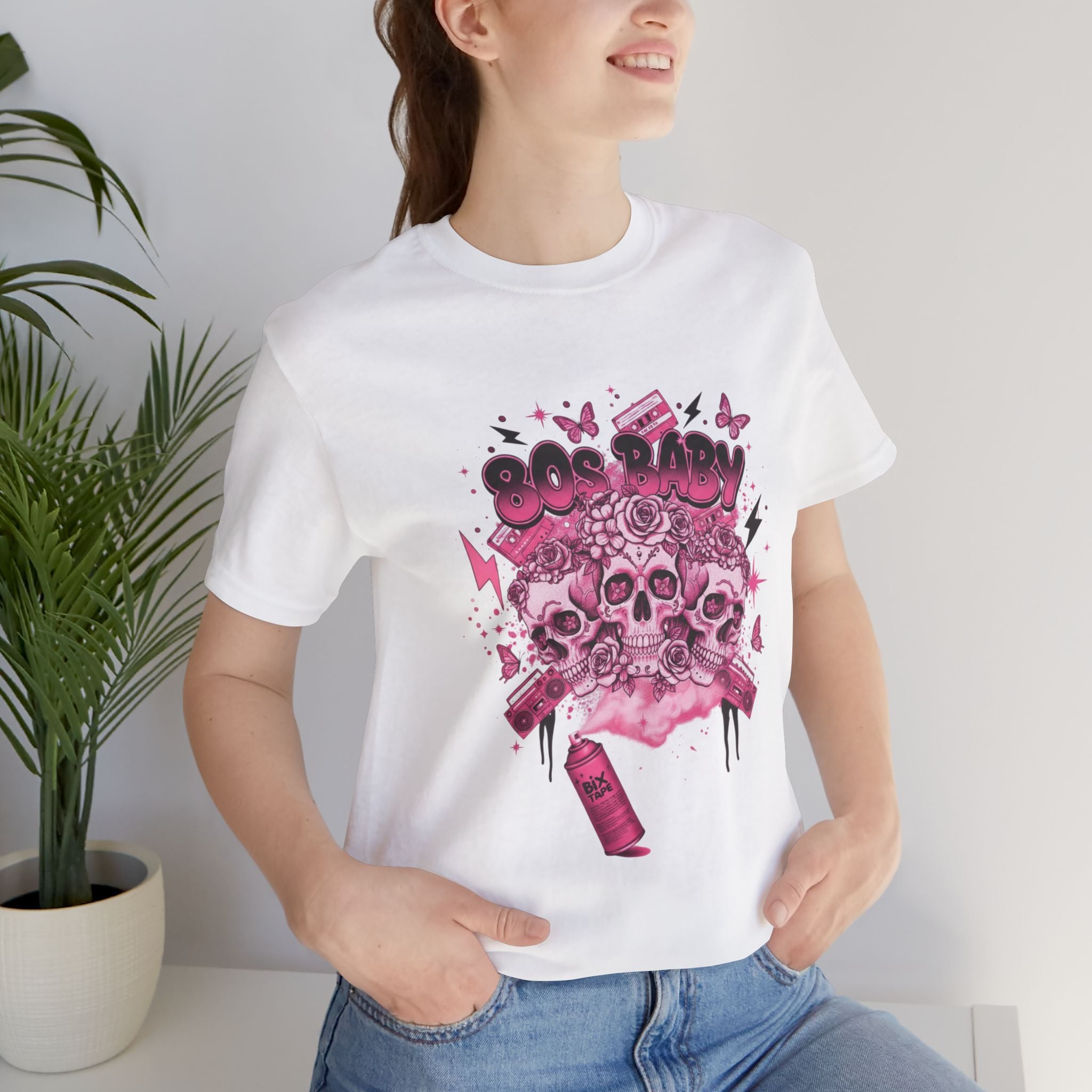 80s Baby Graphic Tee — Hot Pink & Black
