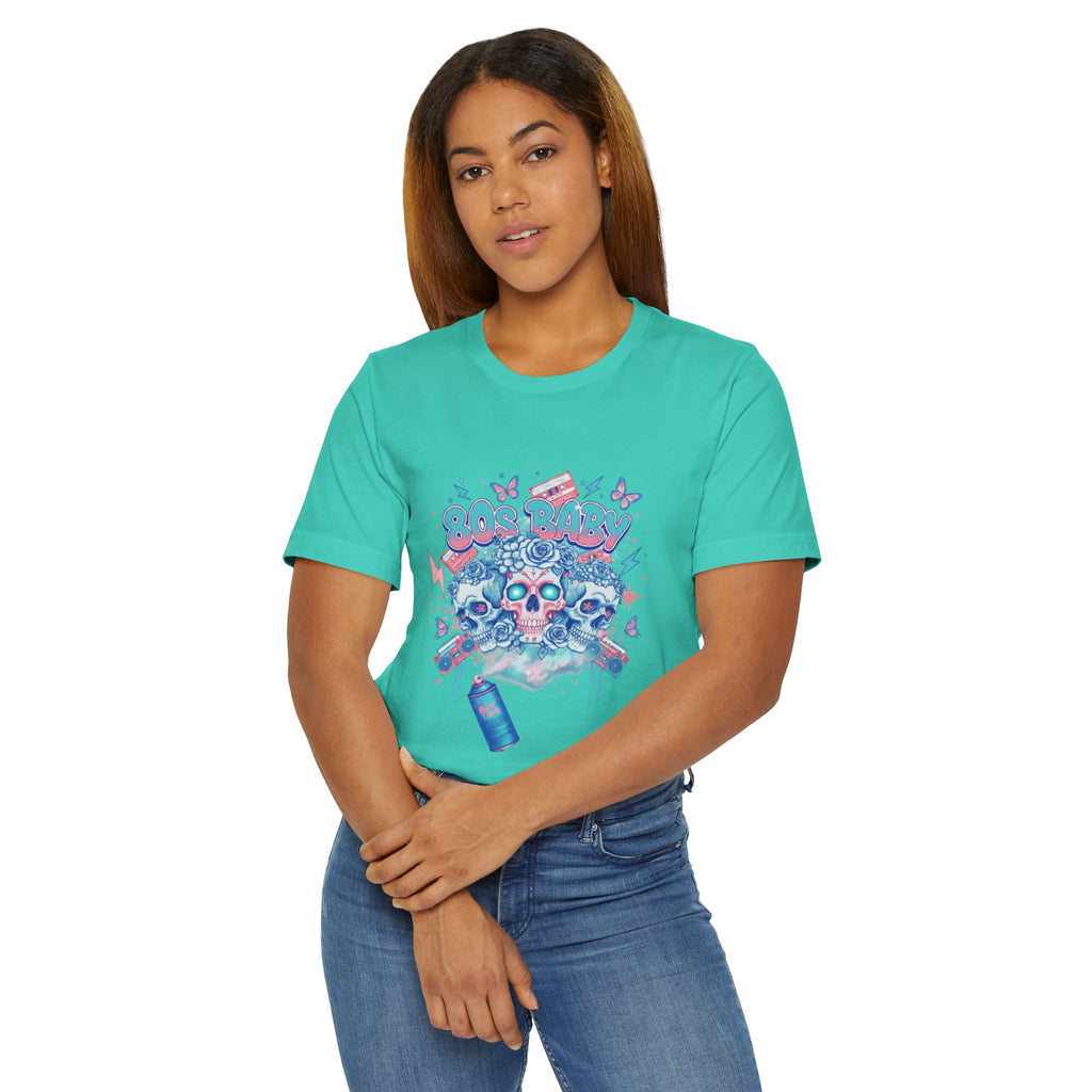 80s Baby Graphic Tee — Electric Blue & Neon Pink