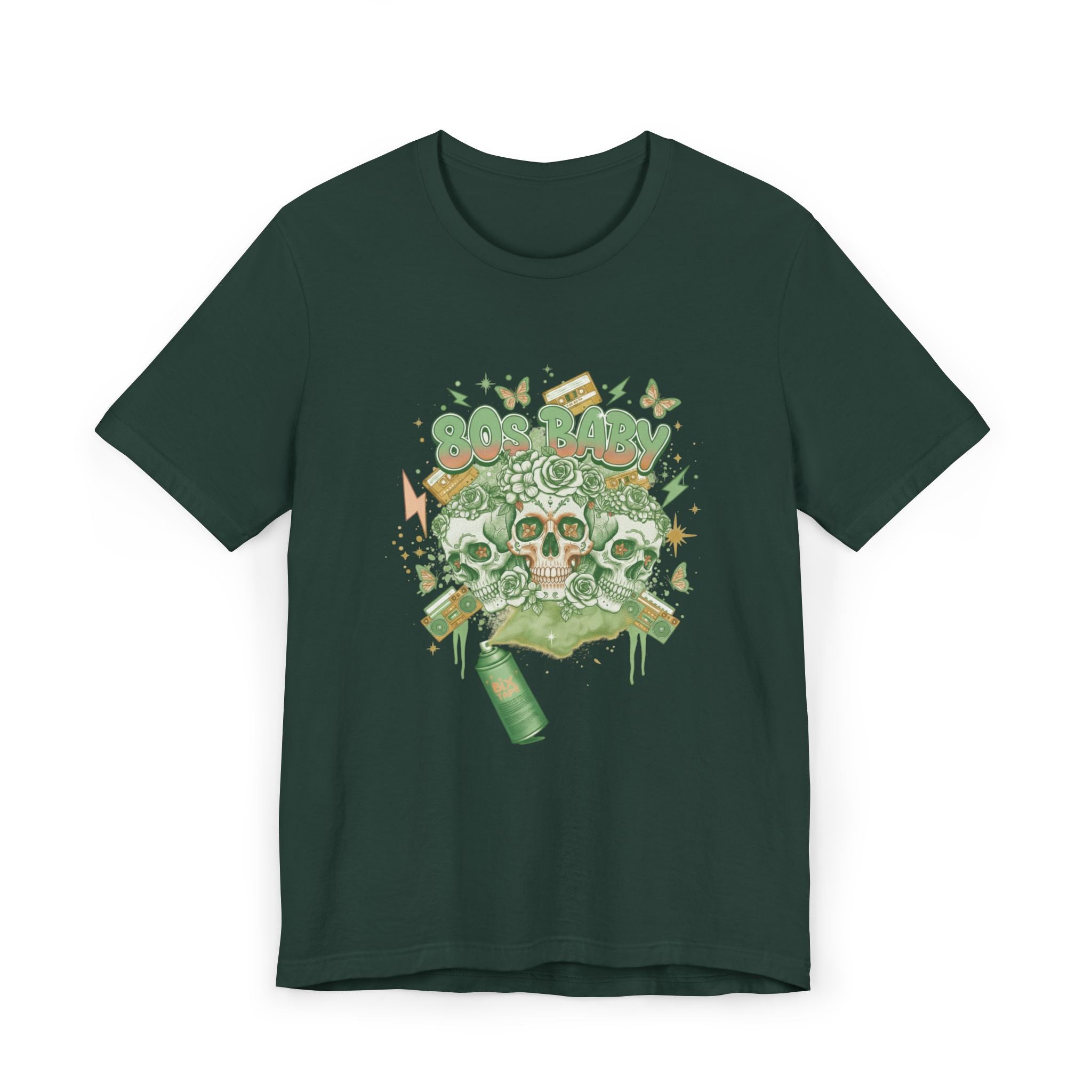 80s Baby Graphic Tee — Forest Green & Gold