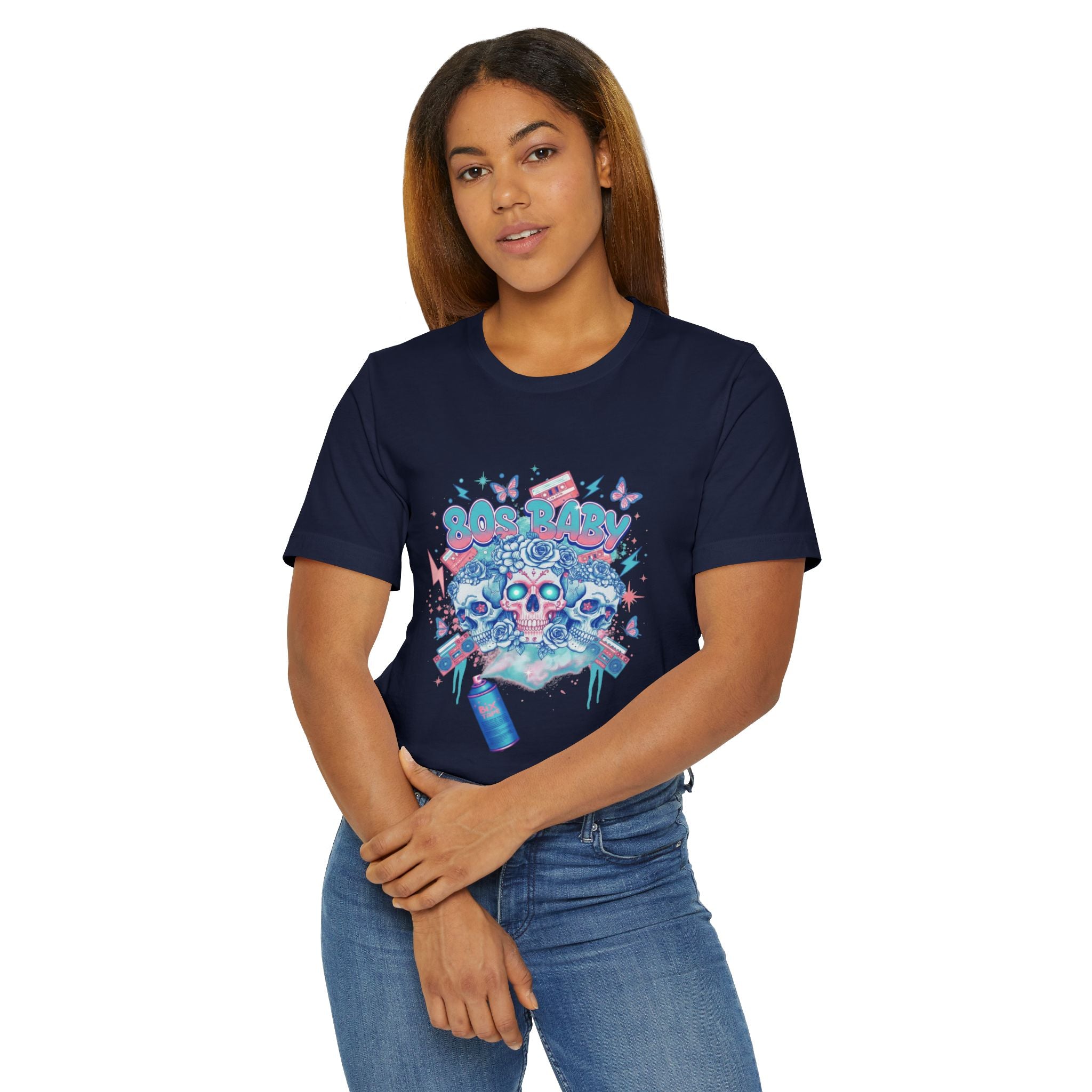 80s Baby Graphic Tee — Electric Blue & Neon Pink