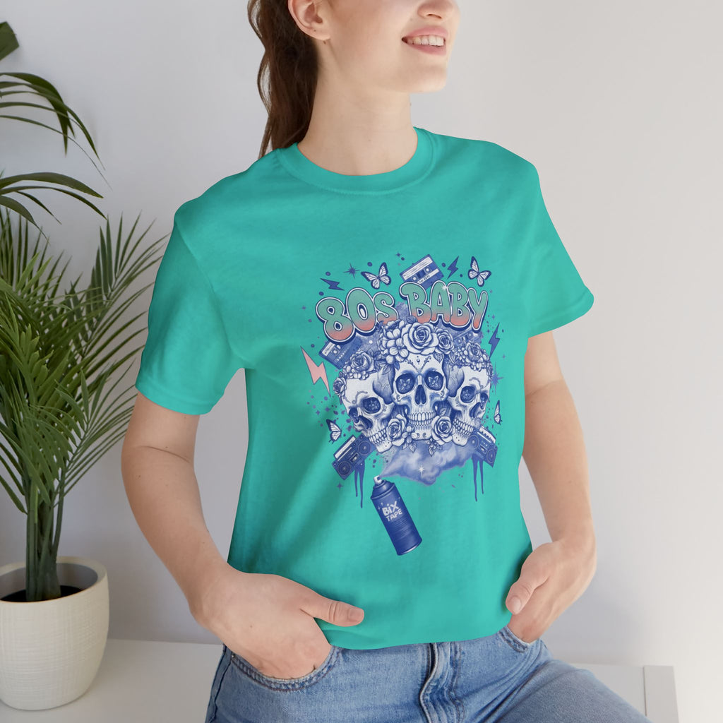 80s Baby Graphic Tee — Cobalt Blue & White