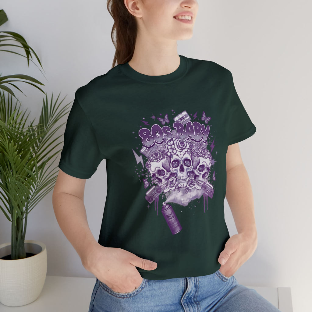 80s Baby Graphic Tee — Deep Purple & Silver