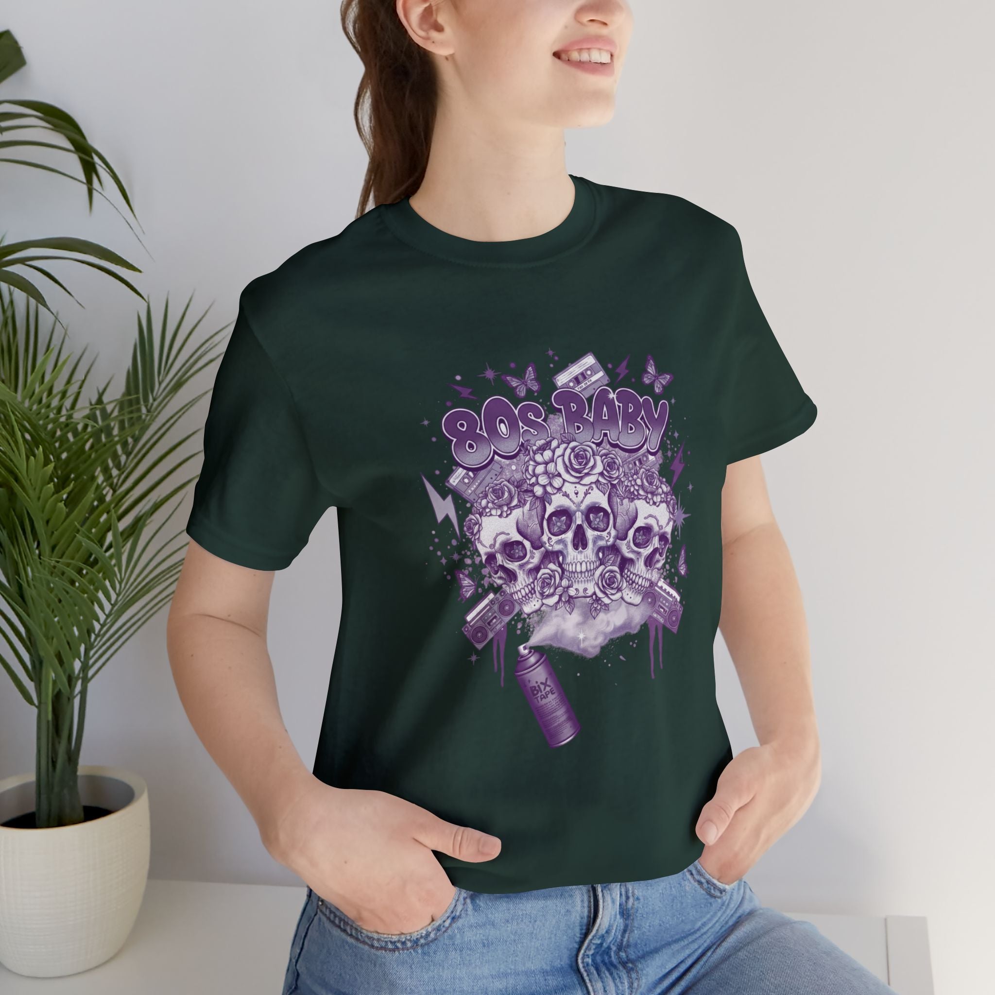 80s Baby Graphic Tee — Deep Purple & Silver