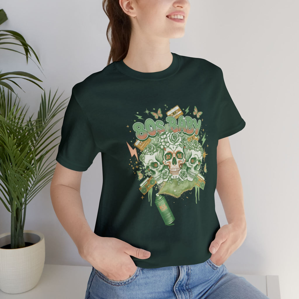 80s Baby Graphic Tee — Forest Green & Gold