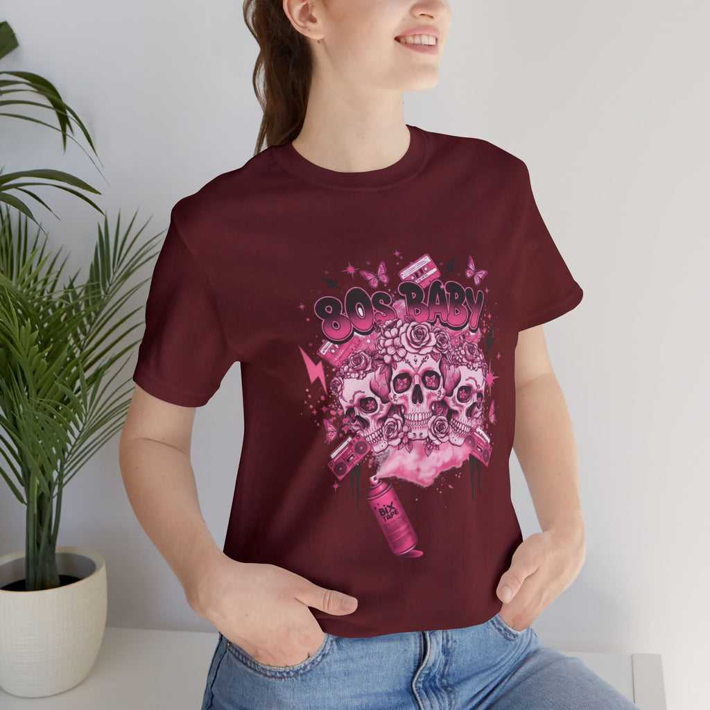 80s Baby Graphic Tee — Hot Pink & Black