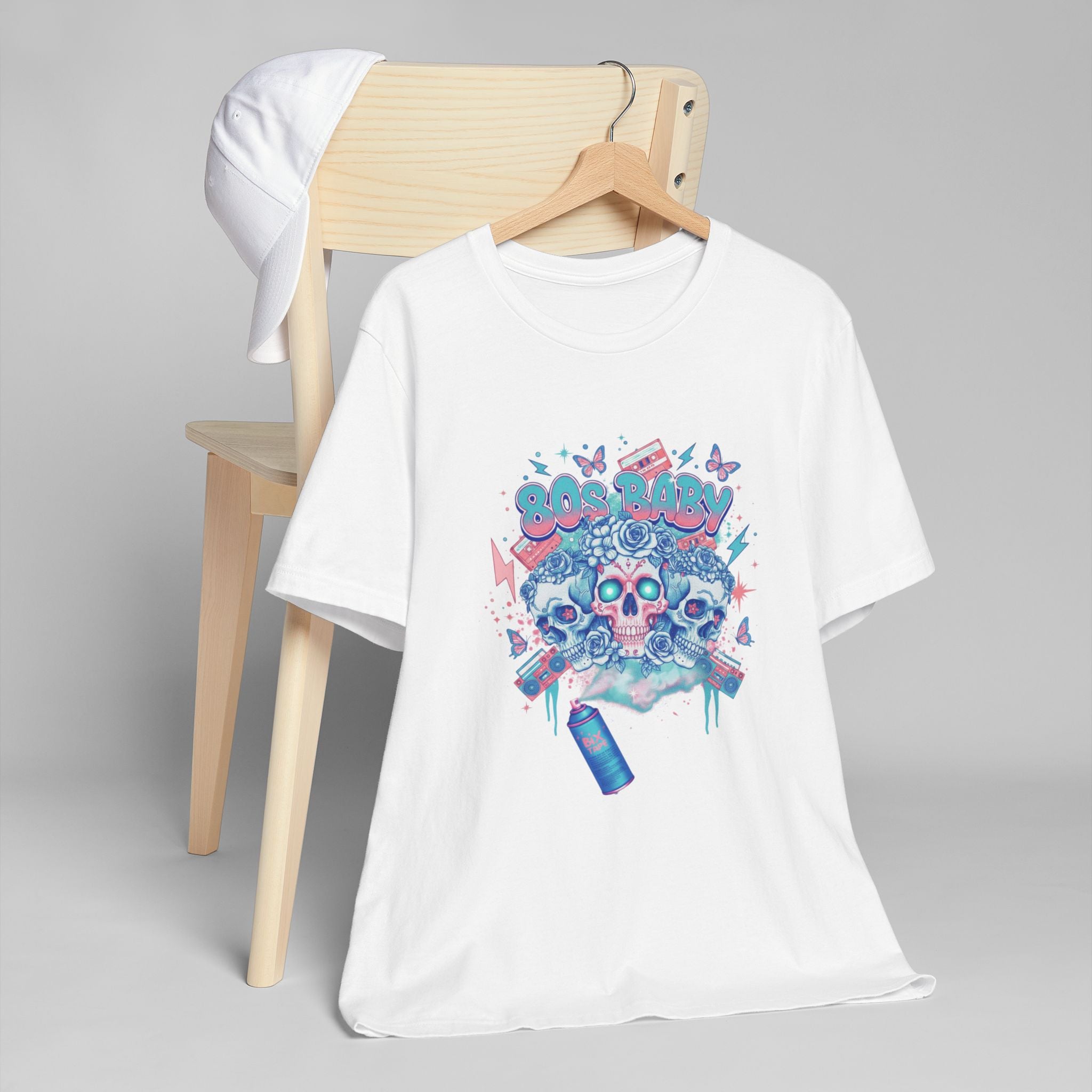 80s Baby Graphic Tee — Electric Blue & Neon Pink