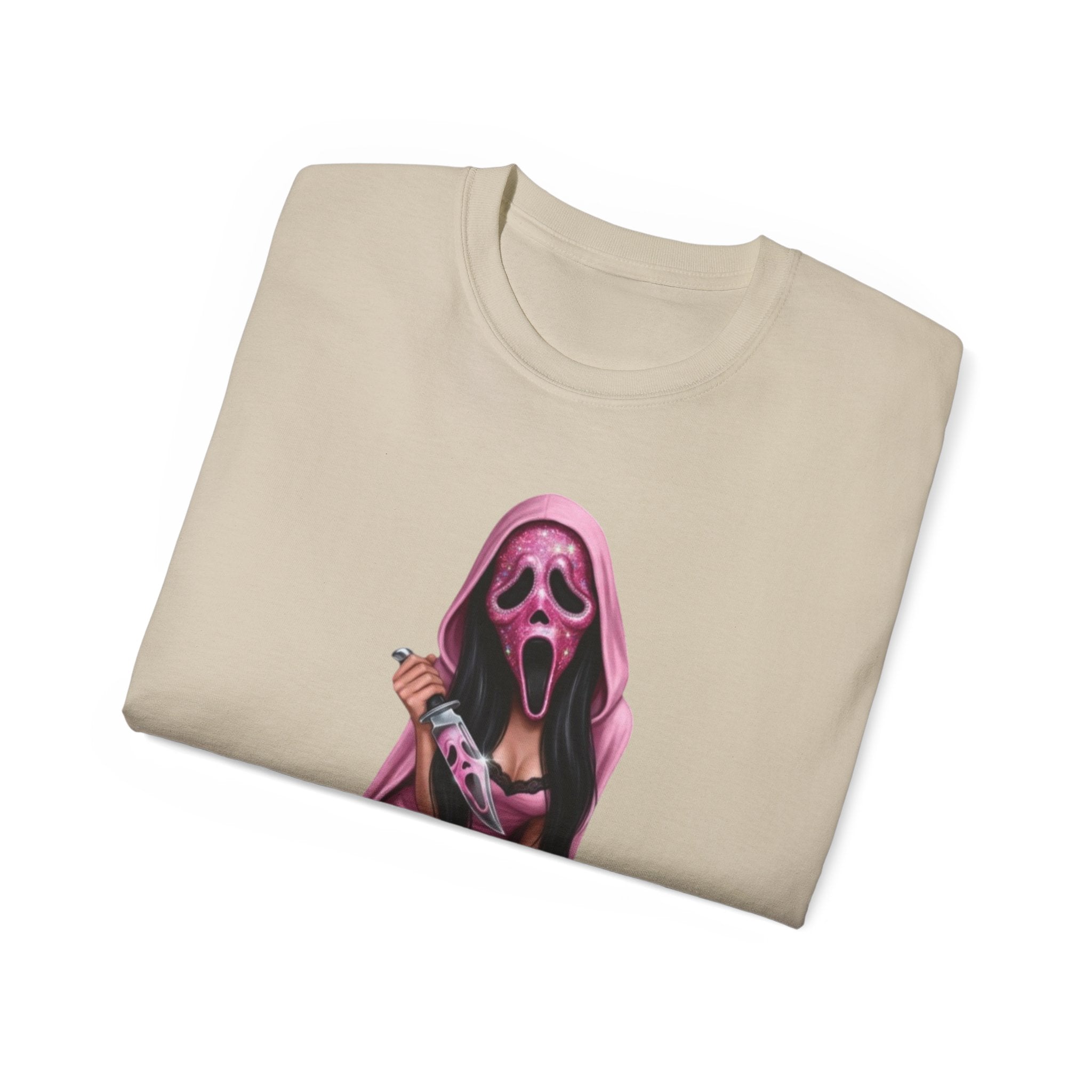 Scream Girl Pink Mask Tee – Horror T-Shirt