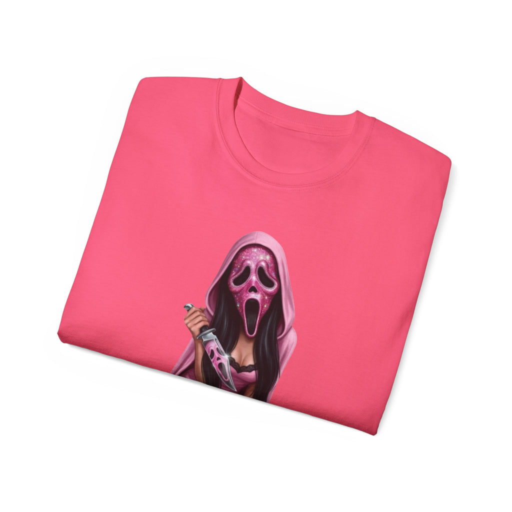 Scream Girl Pink Mask Tee – Horror T-Shirt
