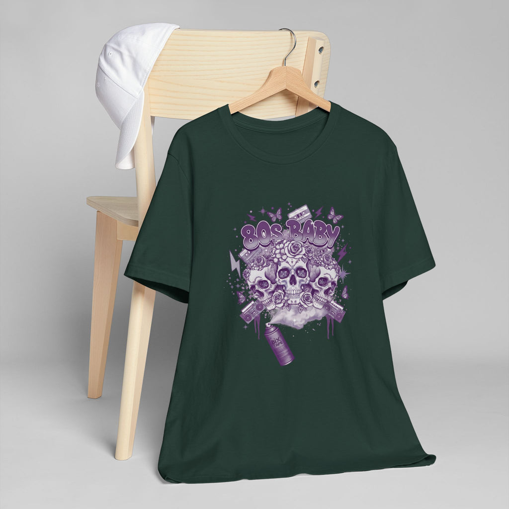 80s Baby Graphic Tee — Deep Purple & Silver