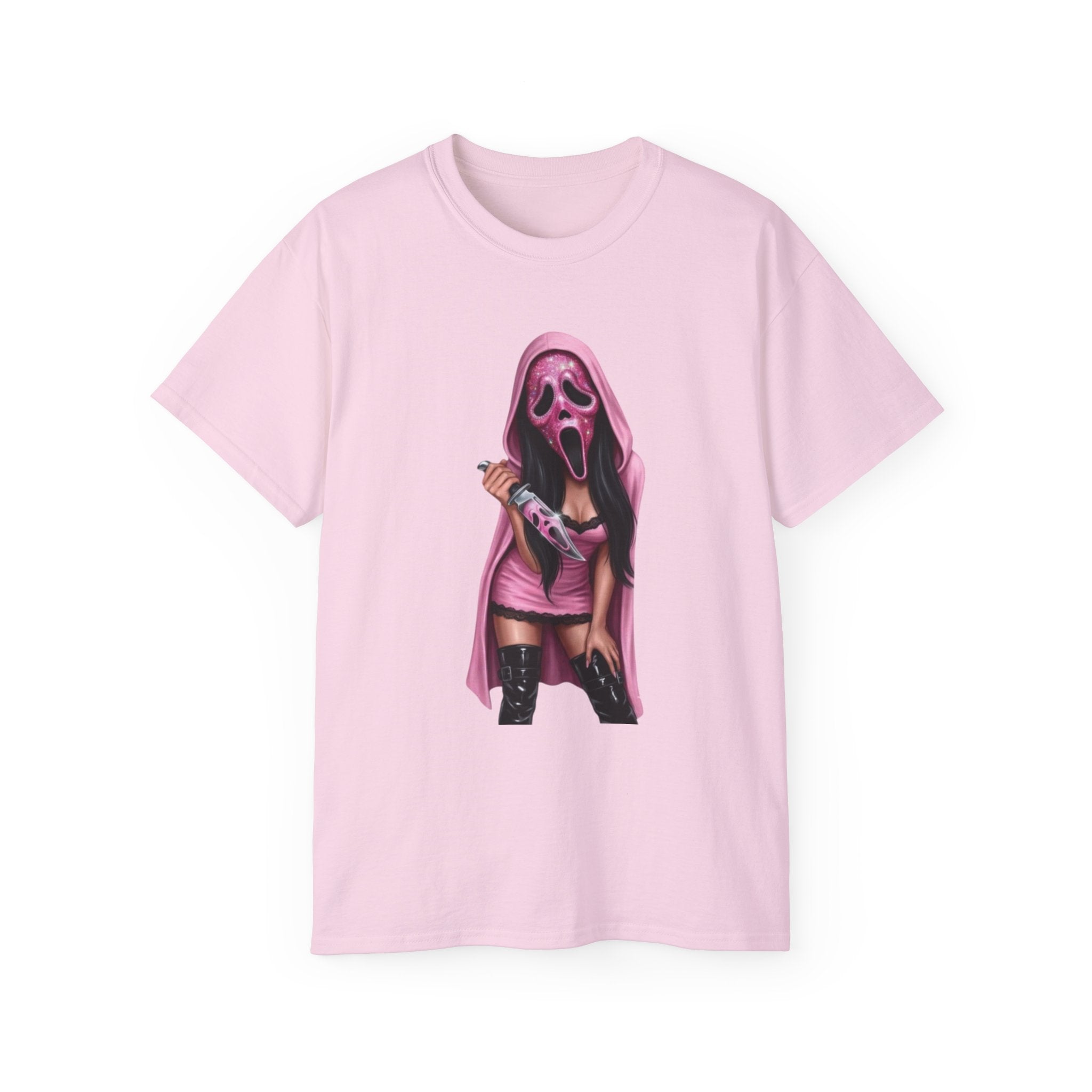Scream Girl Pink Mask Tee – Horror T-Shirt