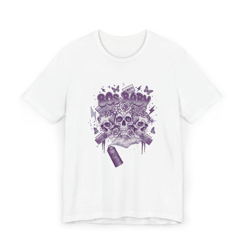 80s Baby Graphic Tee — Deep Purple & Silver