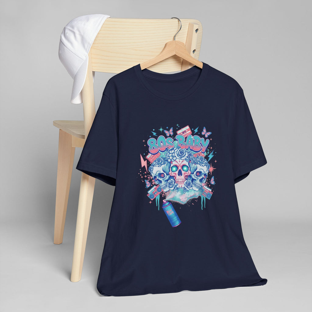 80s Baby Graphic Tee — Electric Blue & Neon Pink