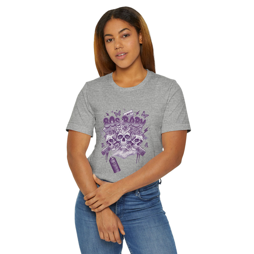 80s Baby Graphic Tee — Deep Purple & Silver