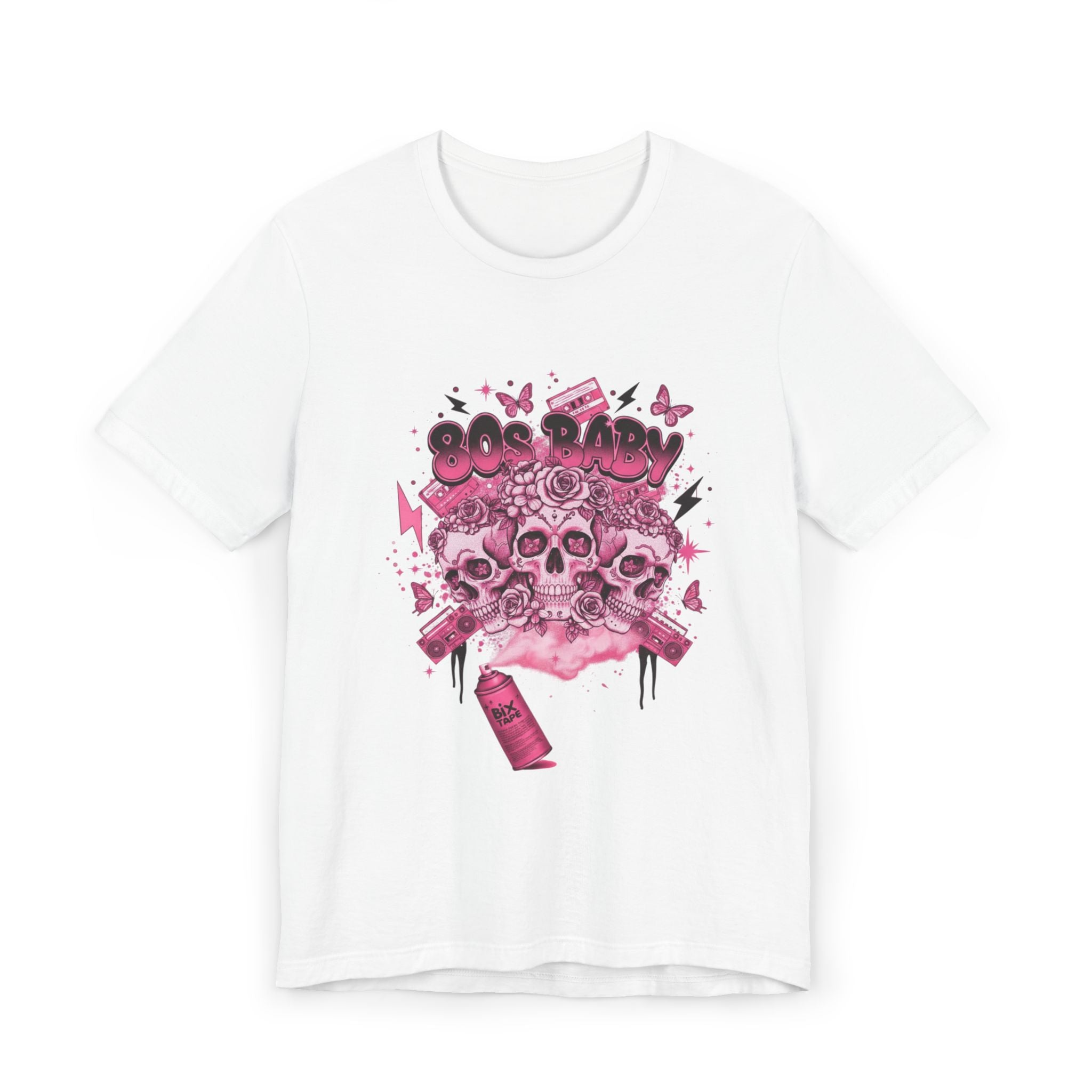 80s Baby Graphic Tee — Hot Pink & Black