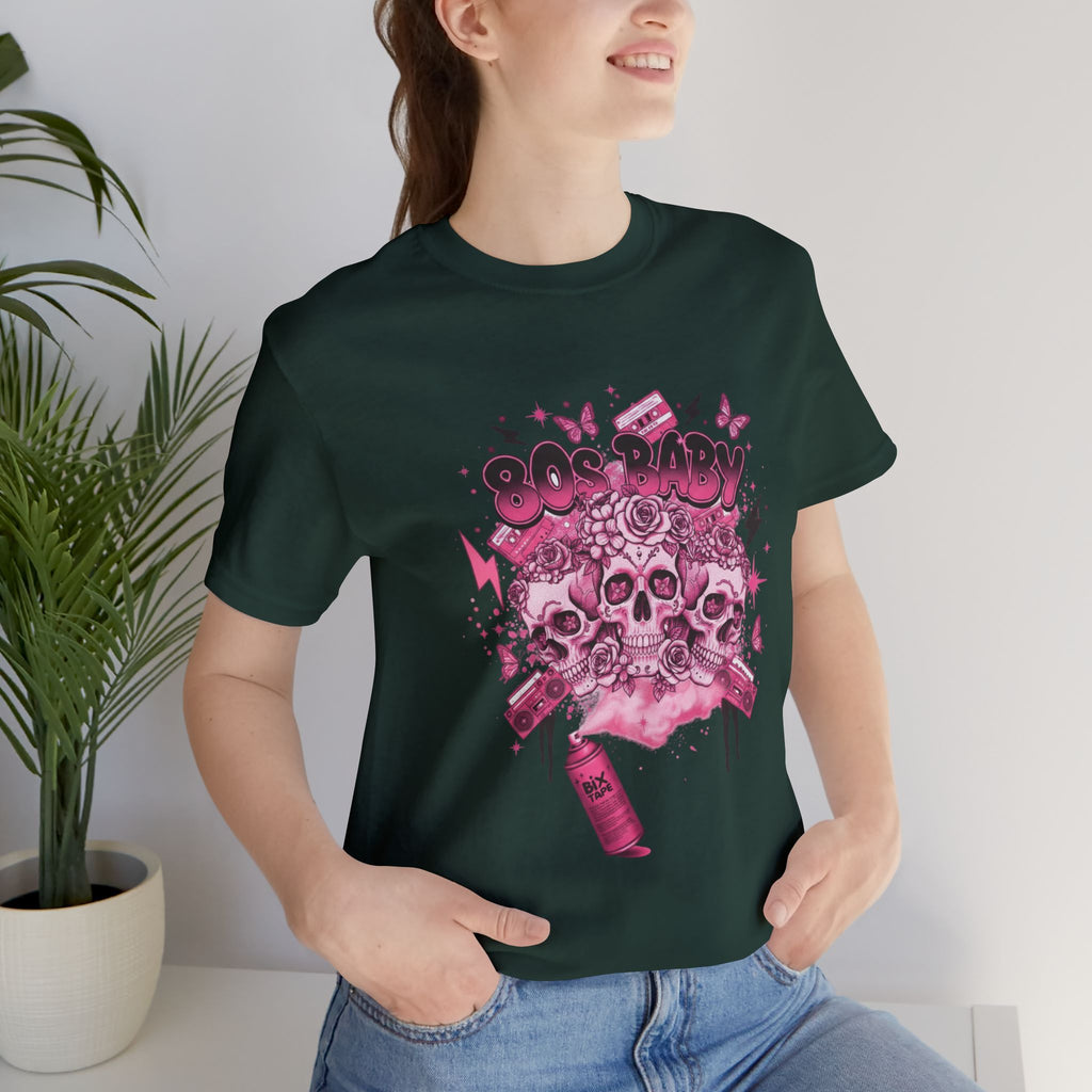 80s Baby Graphic Tee — Hot Pink & Black