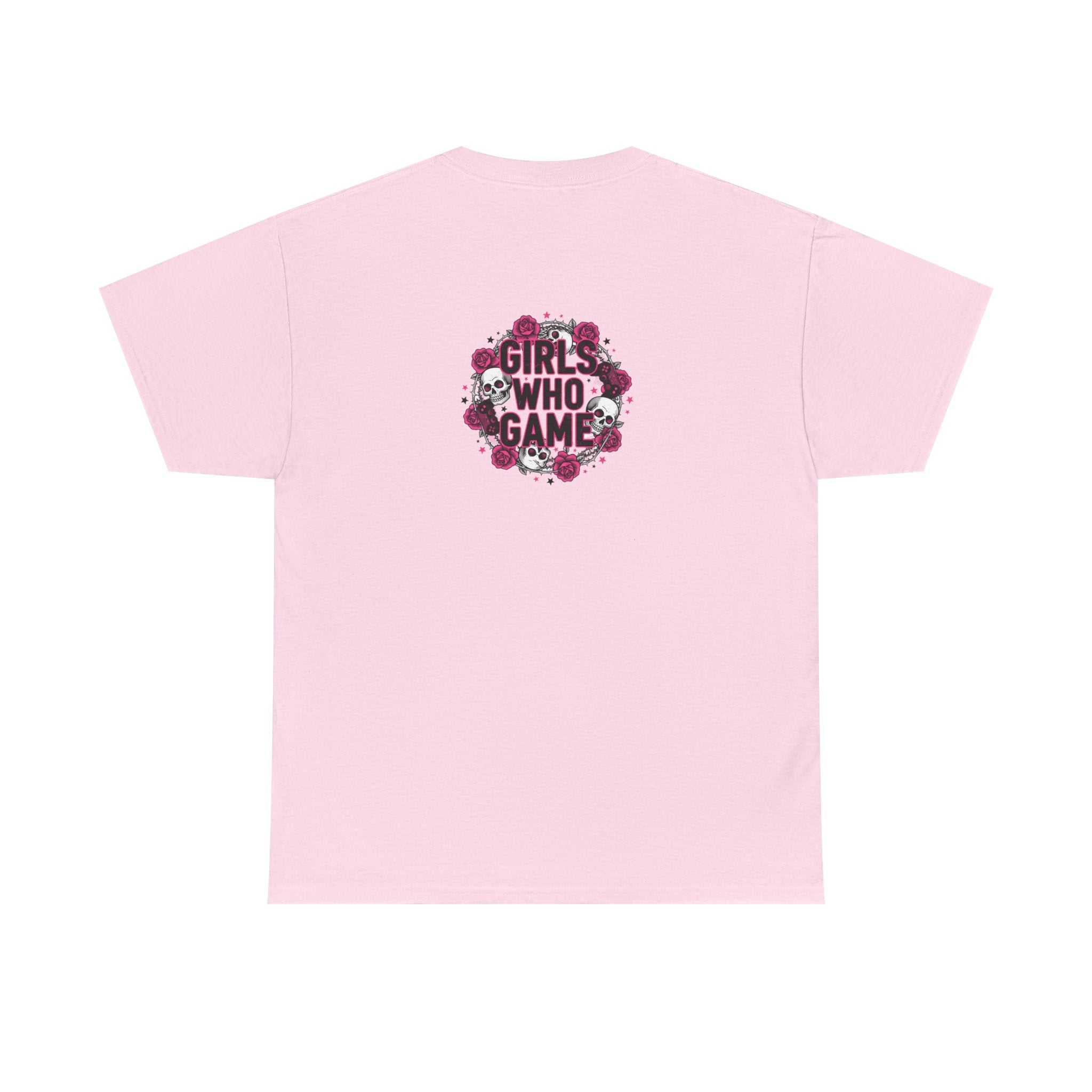 Girls Who Game Skull & Pink Roses Headset Graphic T-Shirt