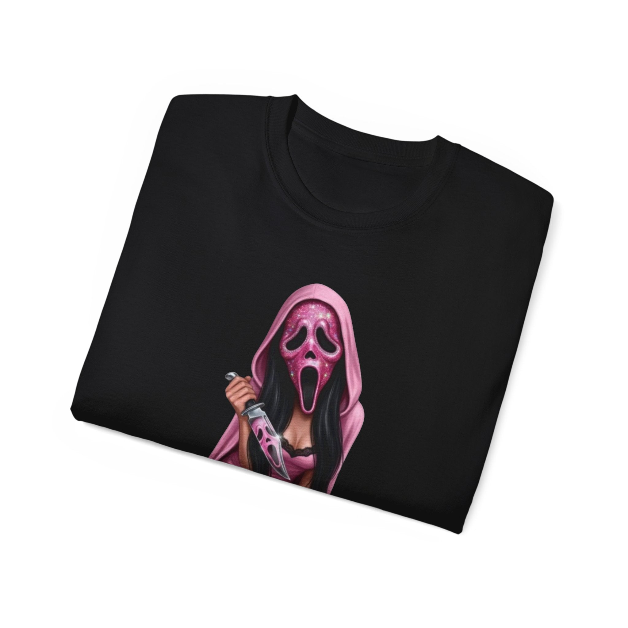 Scream Girl Pink Mask Tee – Horror T-Shirt