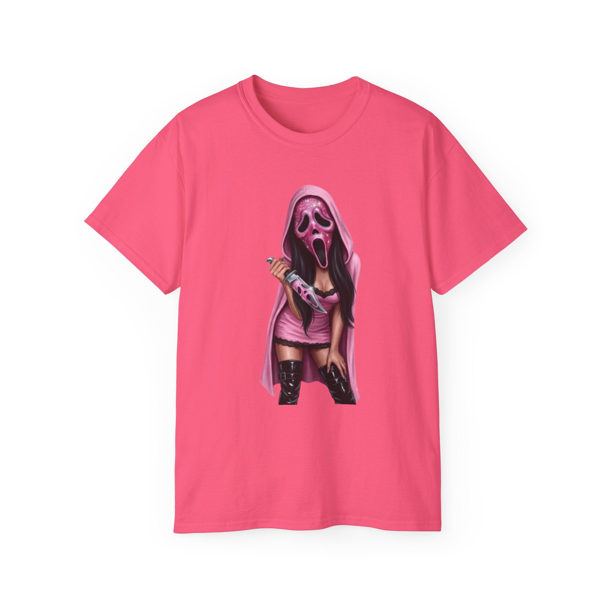 Scream Girl Pink Mask Tee – Horror T-Shirt