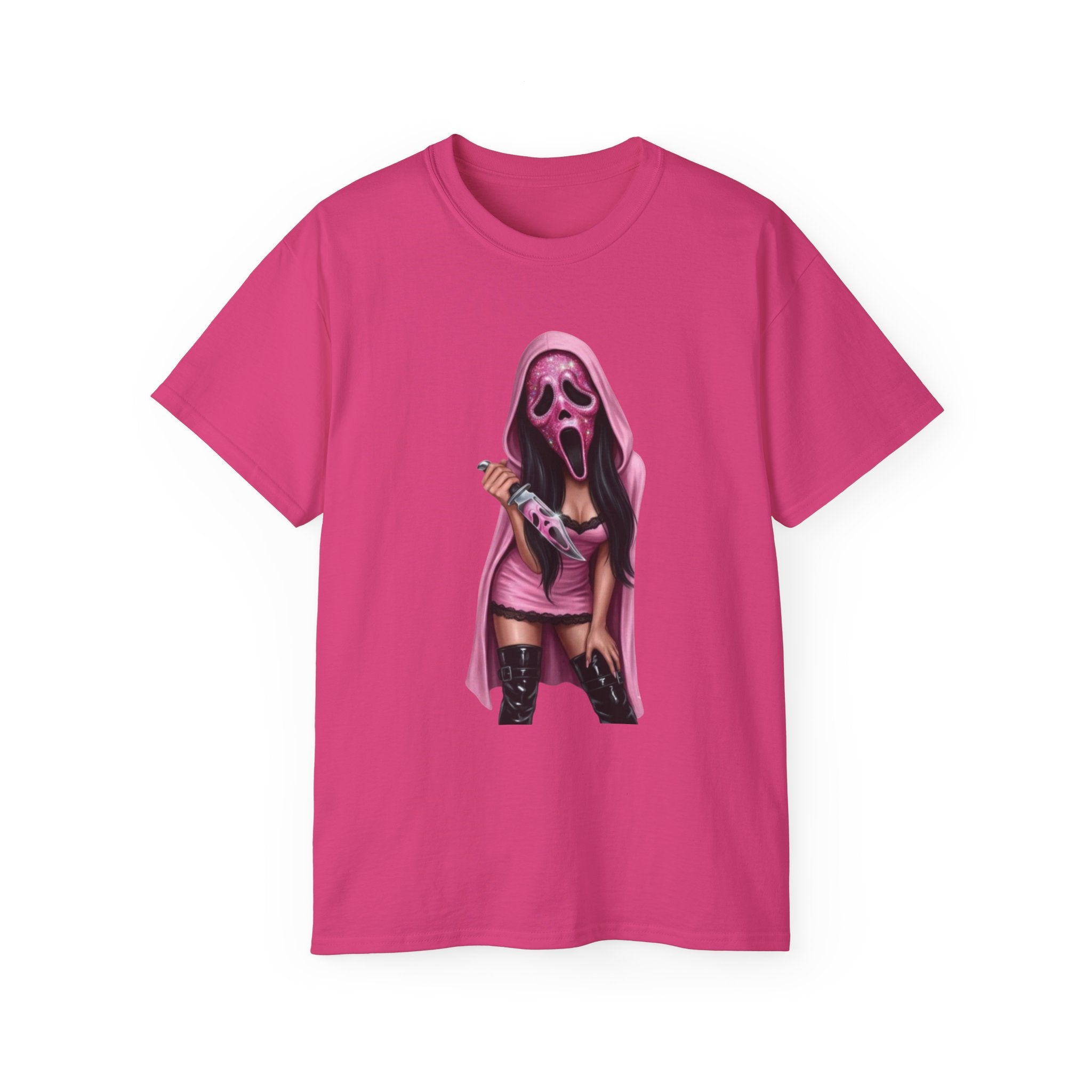 Scream Girl Pink Mask Tee – Horror T-Shirt