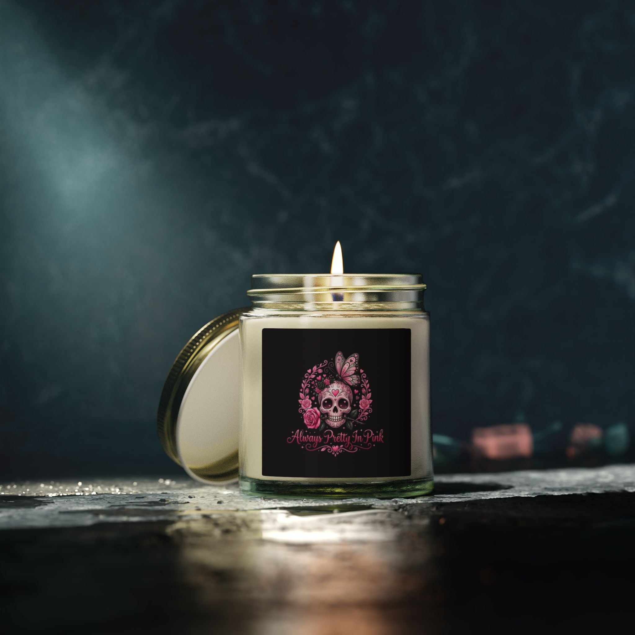 Skull & Roses "Always Pretty in Pink" candle