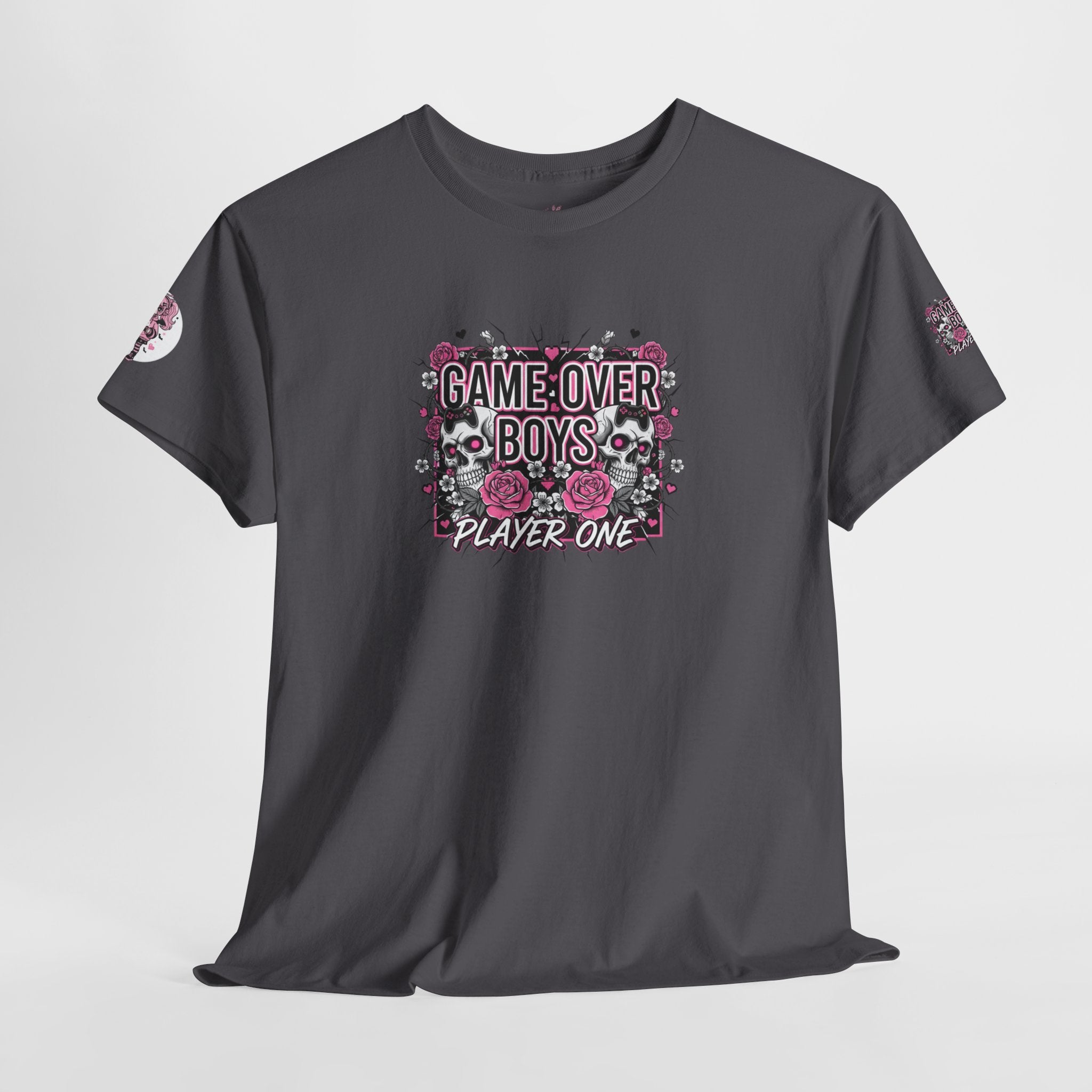 Game Over Boys Tee — 'Player One' Cute Pink Gamer Angel Graphic T-Shirt