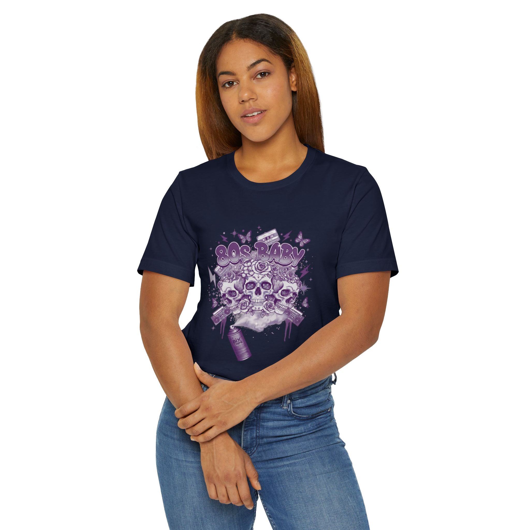 80s Baby Graphic Tee — Deep Purple & Silver