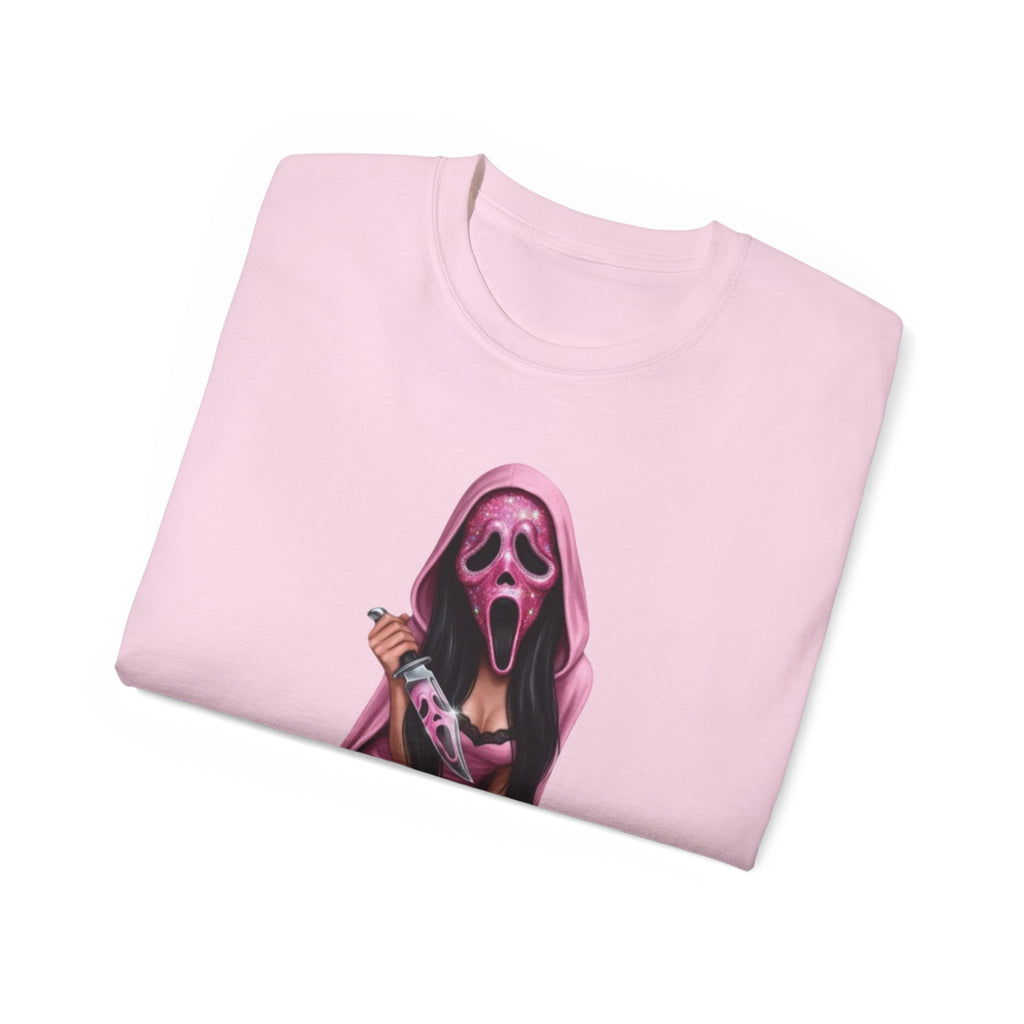 Scream Girl Pink Mask Tee – Horror T-Shirt