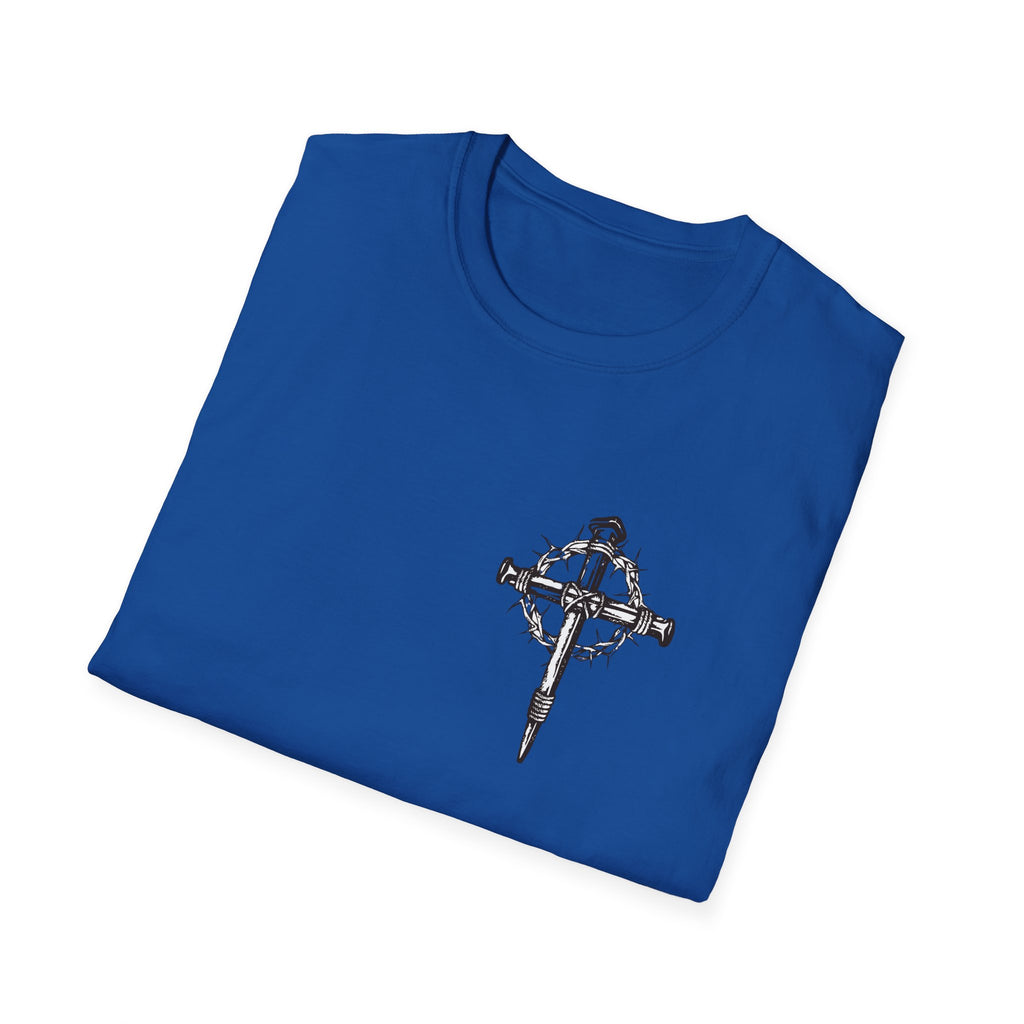 Christian Cross T-Shirt — "Jesus Died For Our Sins" with Crown of Thorns